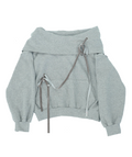 offshoulder ribbon hoodie(gray)