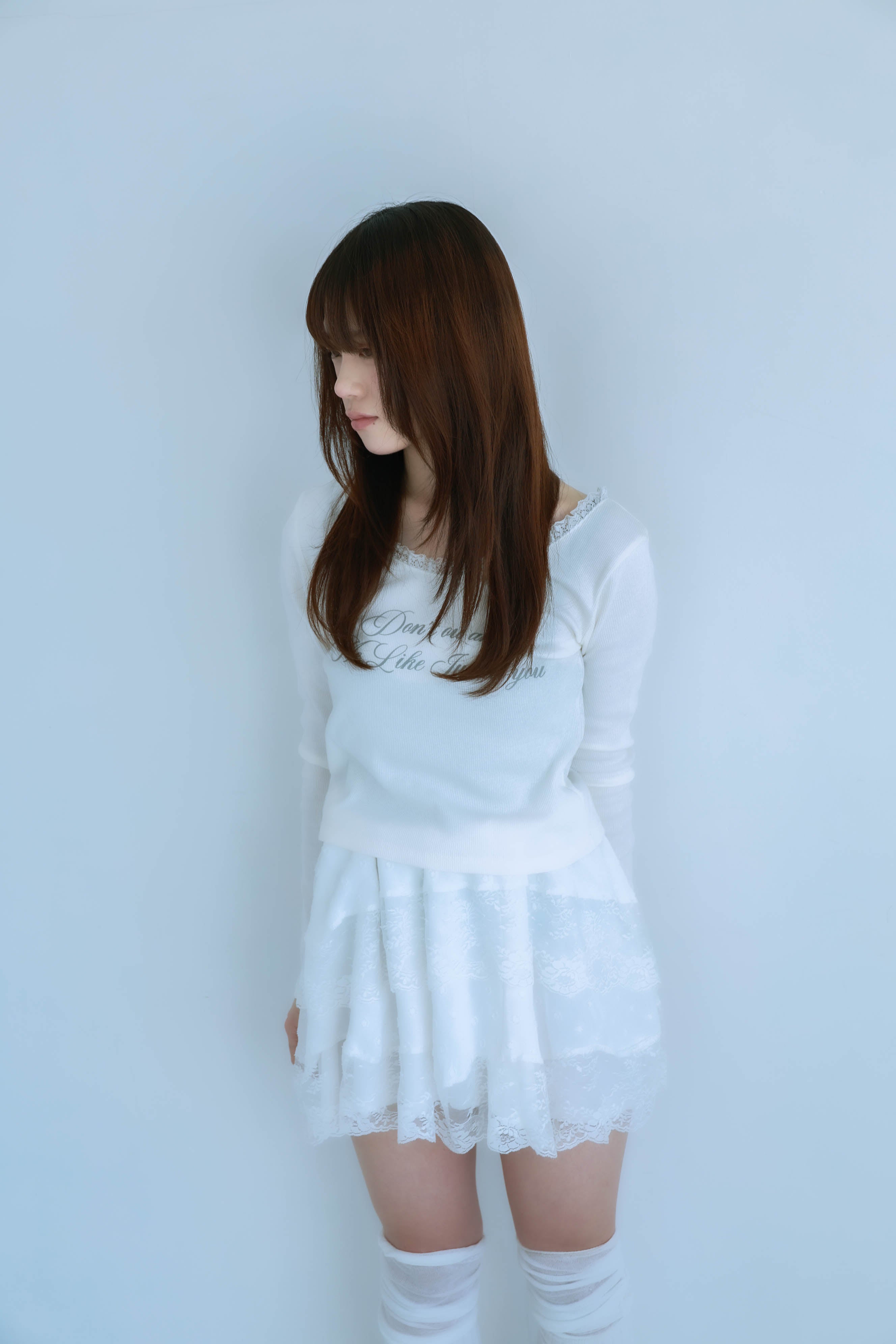 lace letter tee (white)
