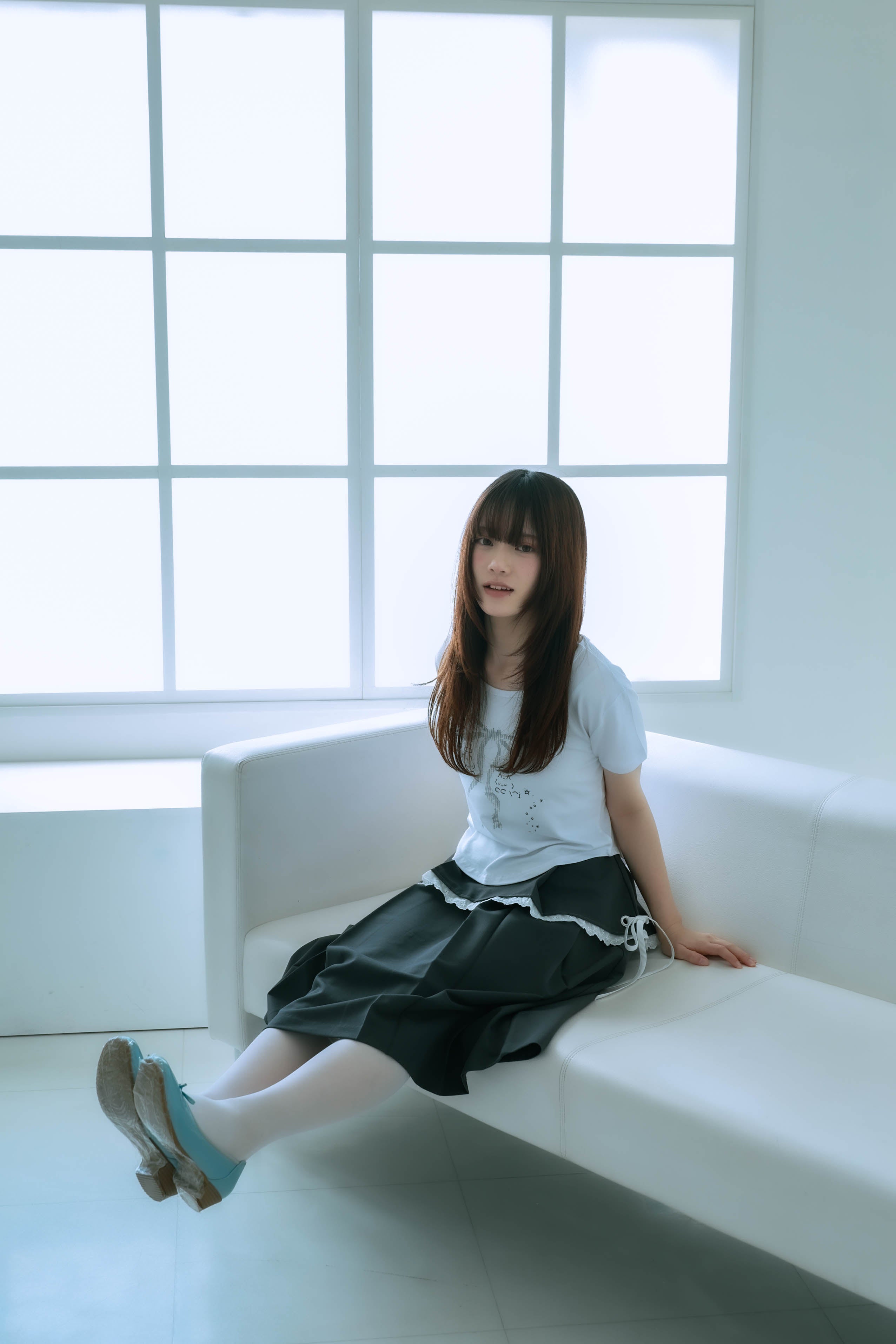 ribbon pleated skirt (gray)