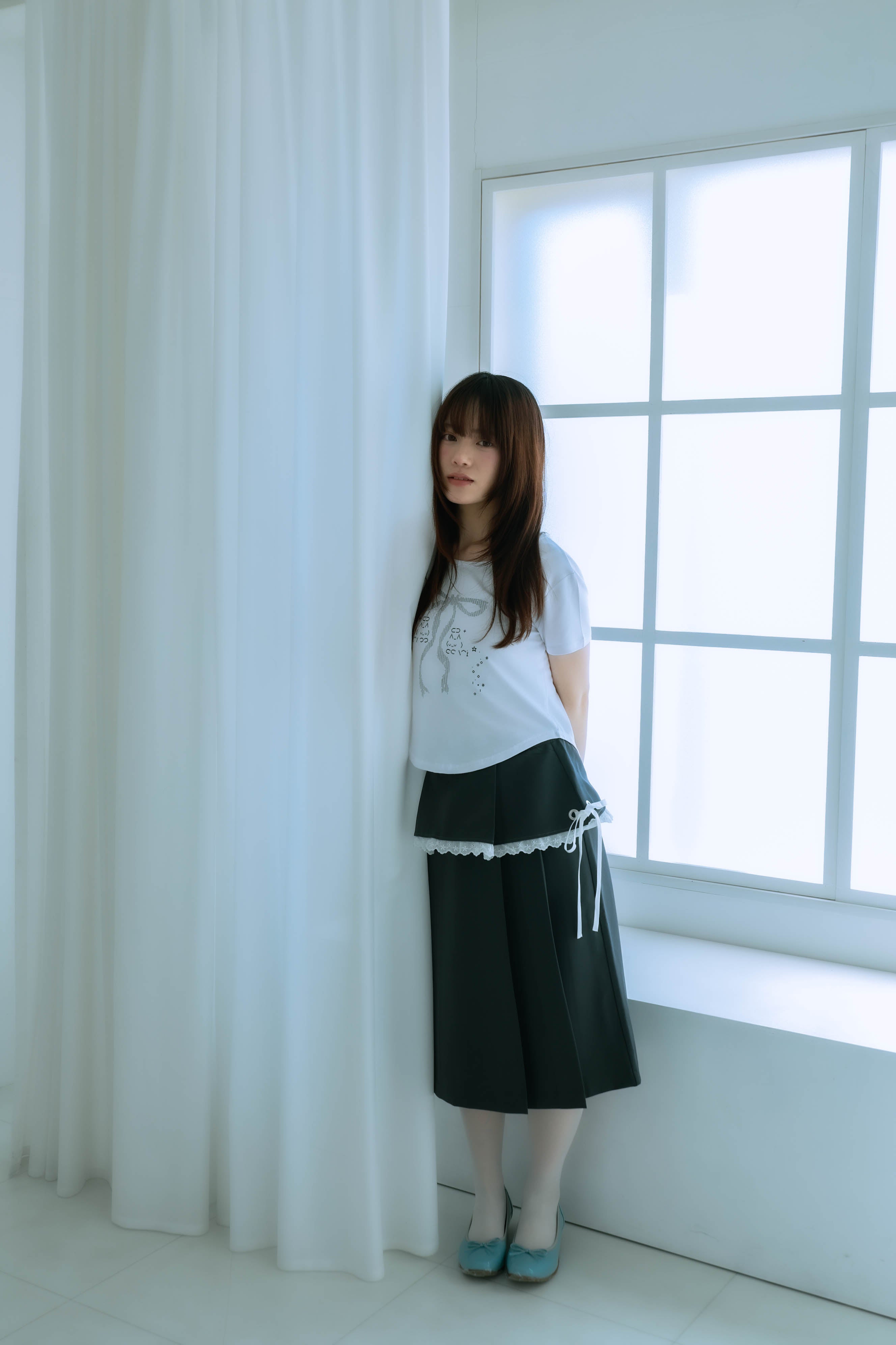 ribbon pleated skirt (gray)