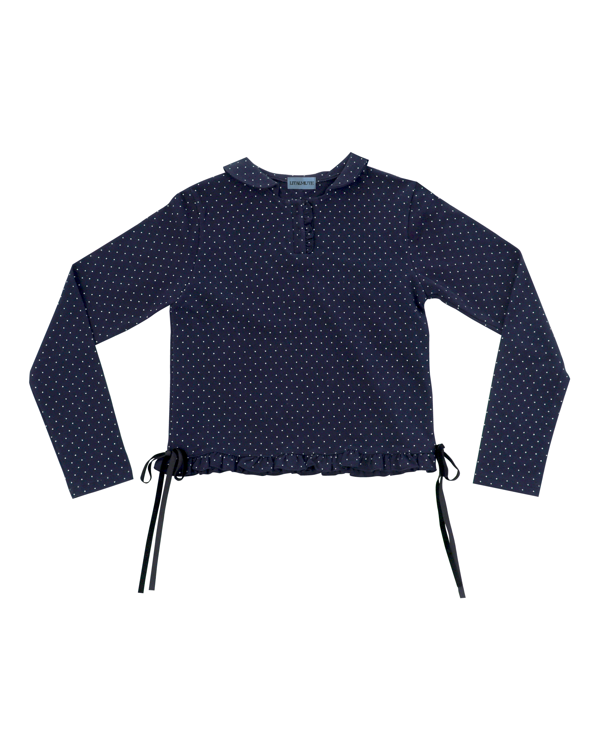 dot frill tee (navy)