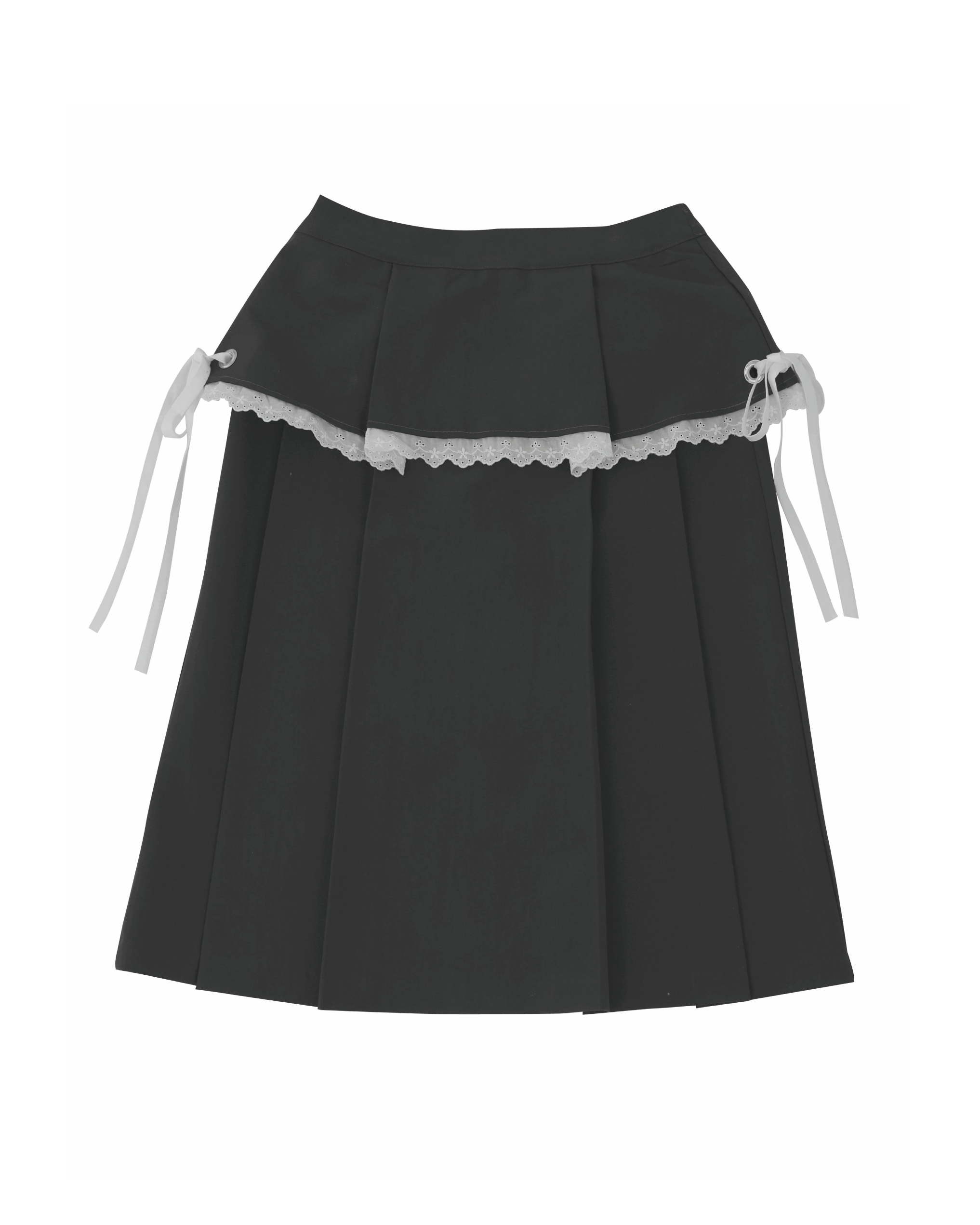ribbon pleated skirt (gray)