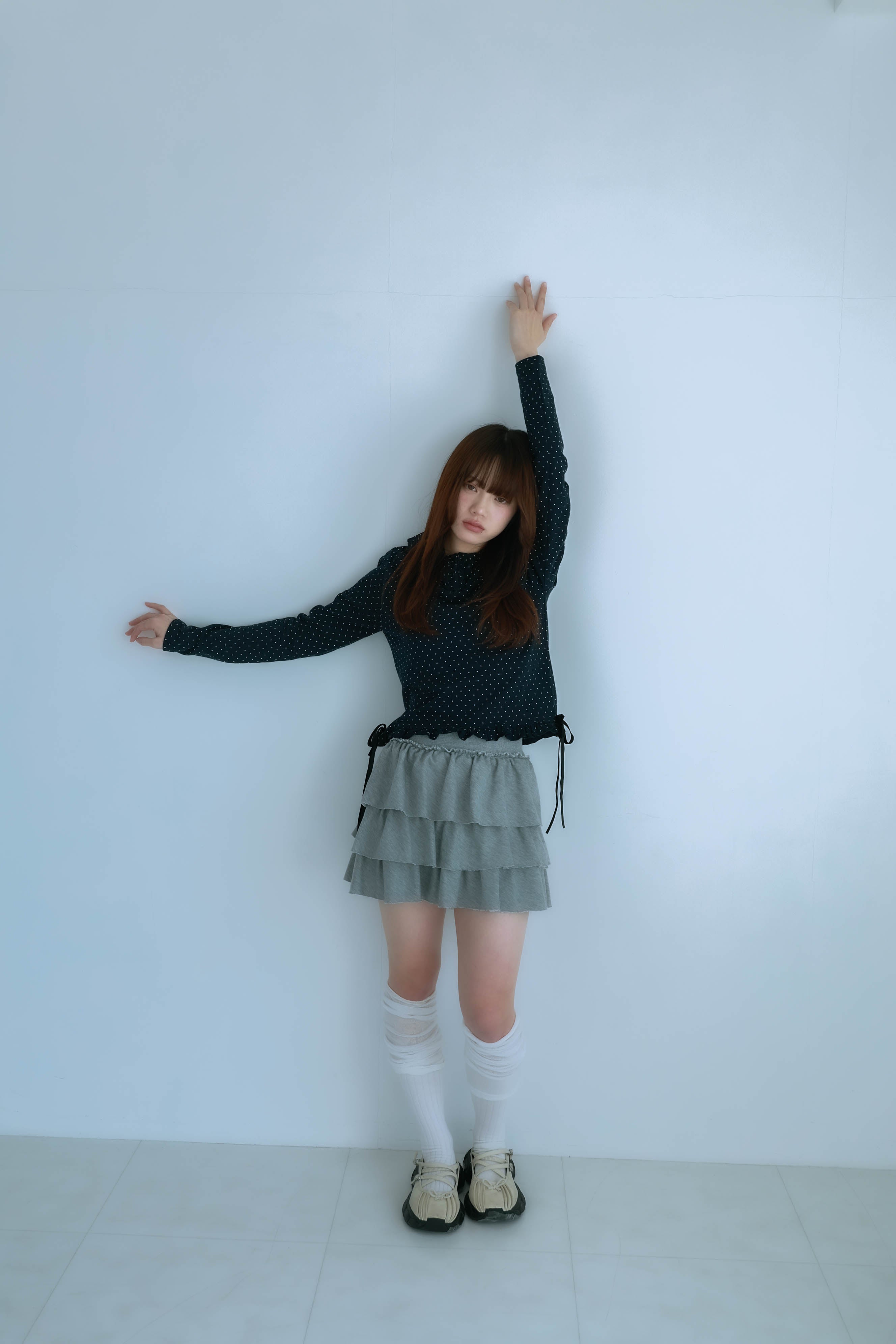 dot frill tee (navy)