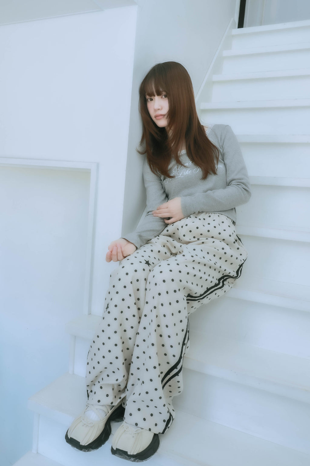 lace letter tee (gray)