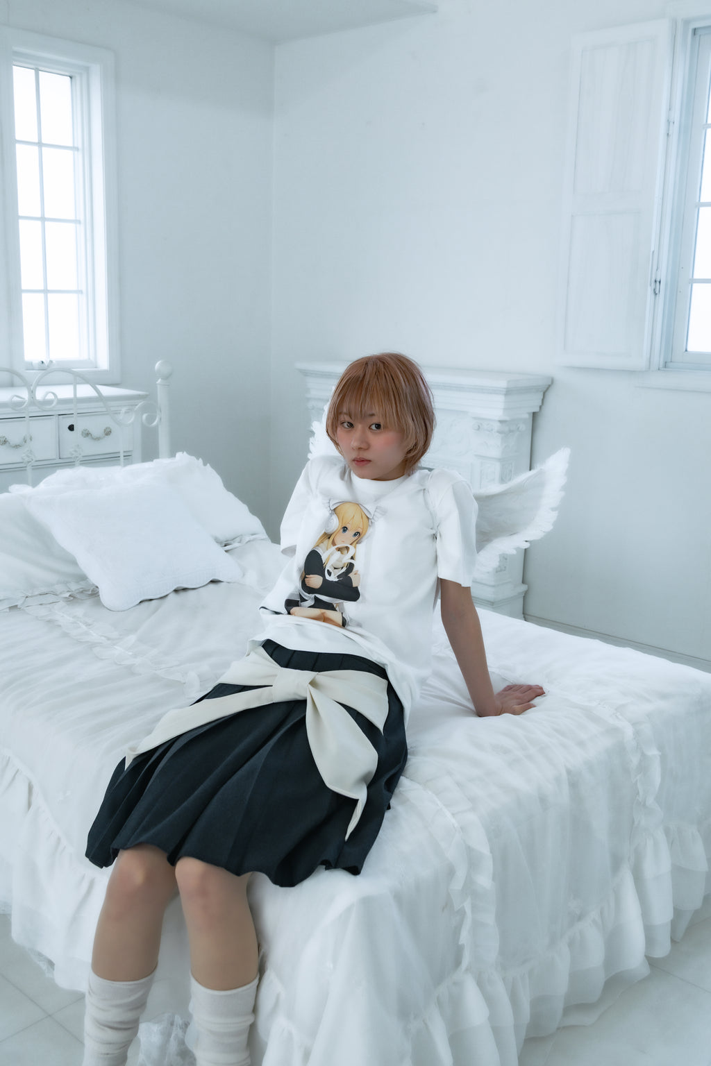 bigribbon skirt(grey×white)