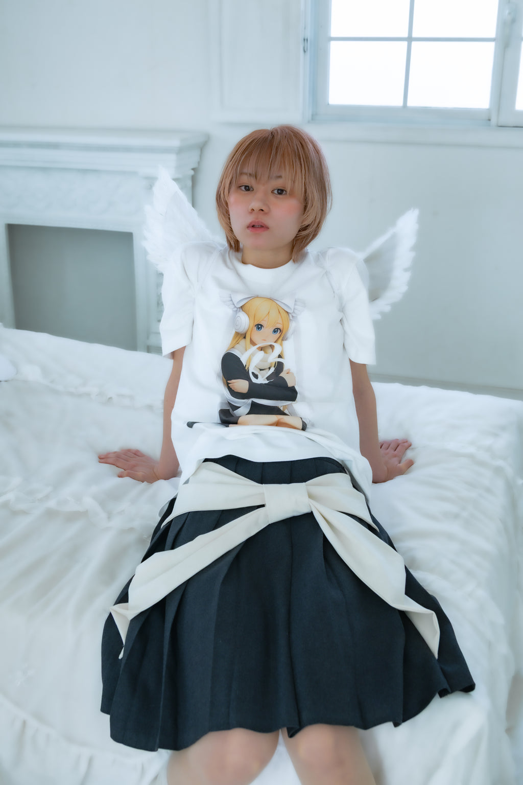 bigribbon skirt(grey×white)