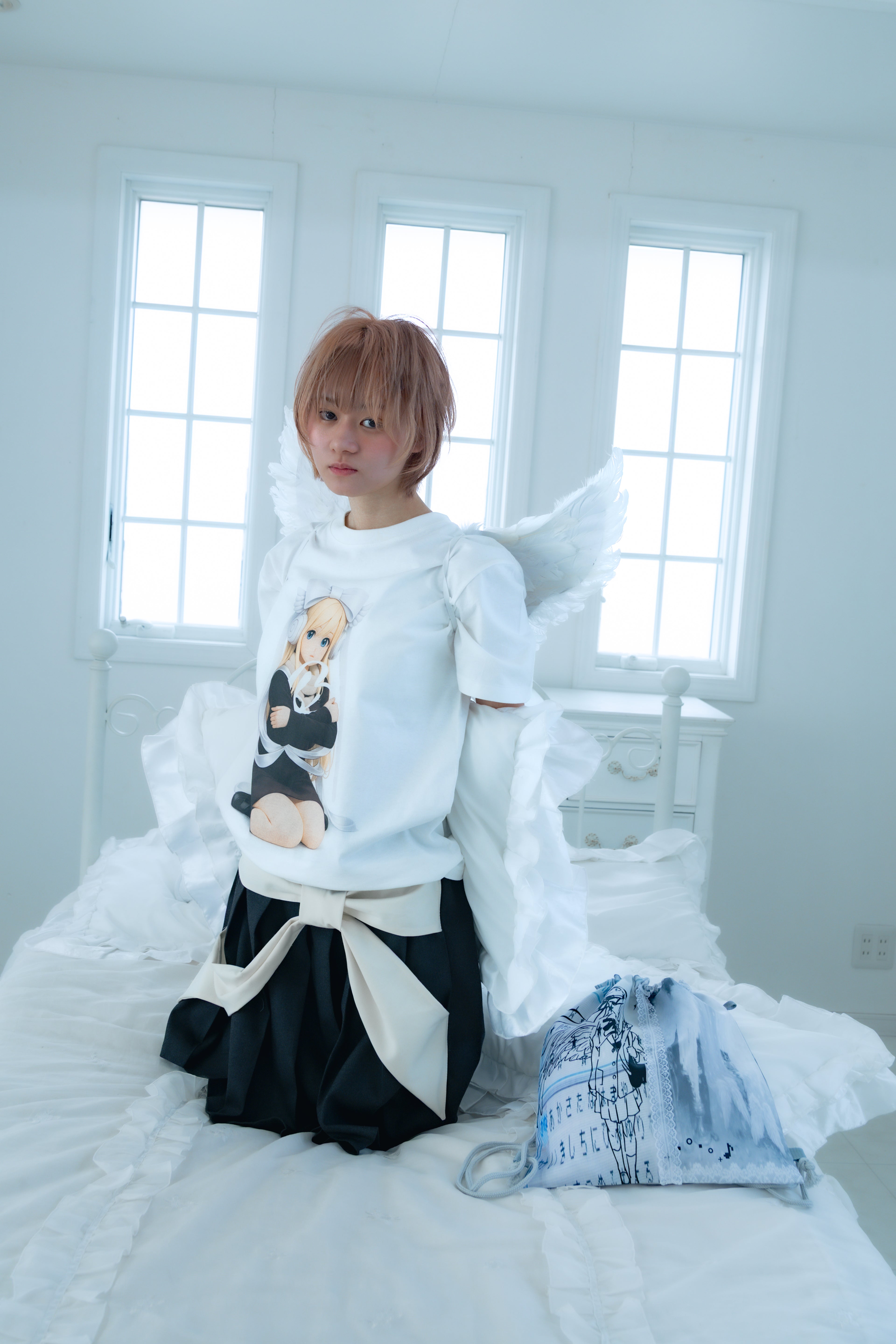 bigribbon skirt(grey×white)