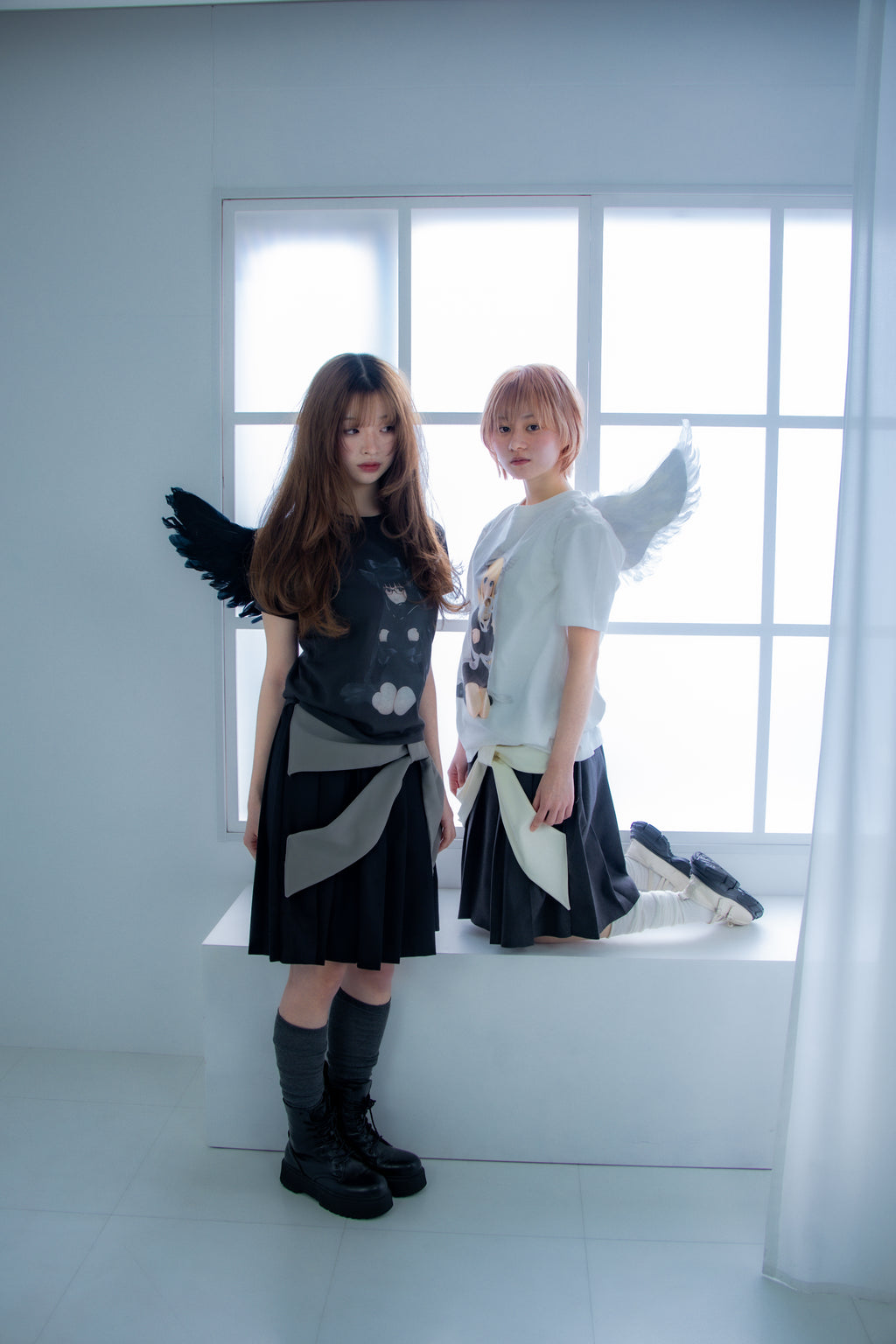 bigribbon skirt(black×grey)