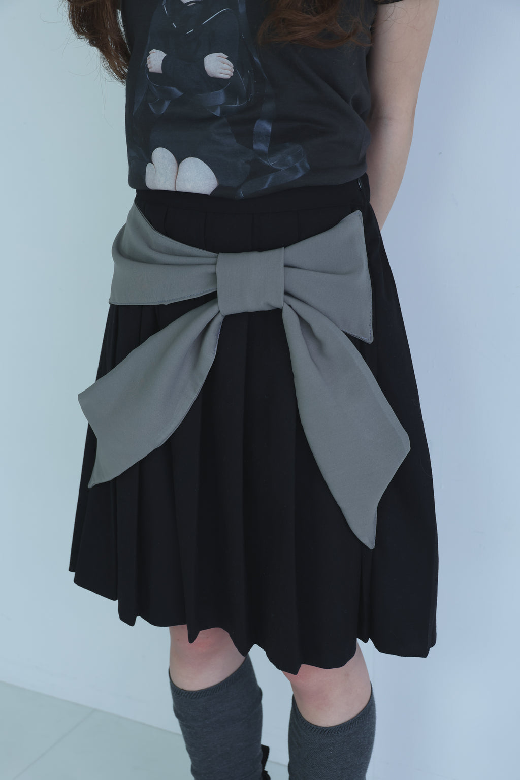 bigribbon skirt(black×grey)