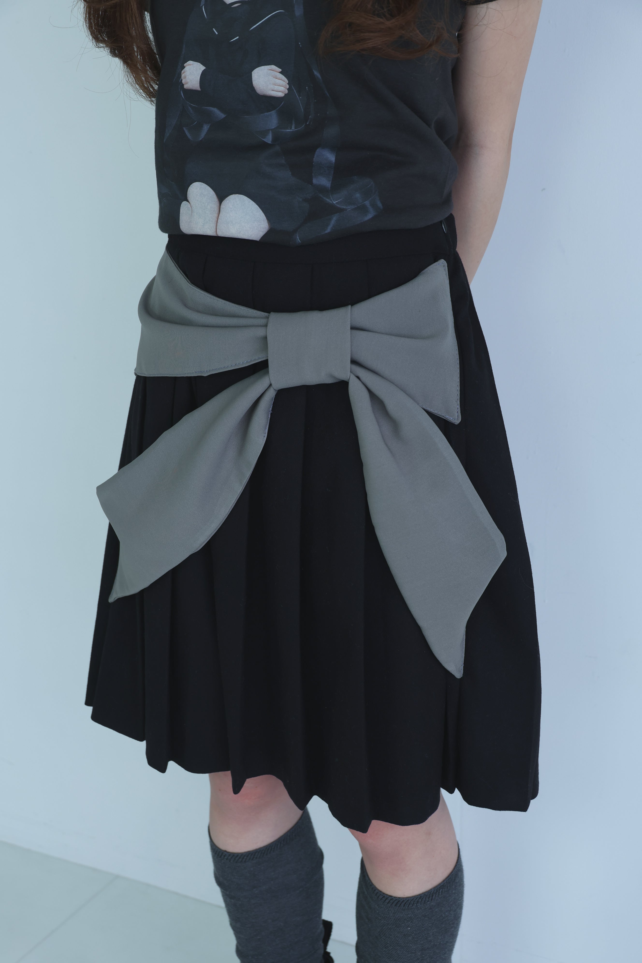 bigribbon skirt(black×grey)