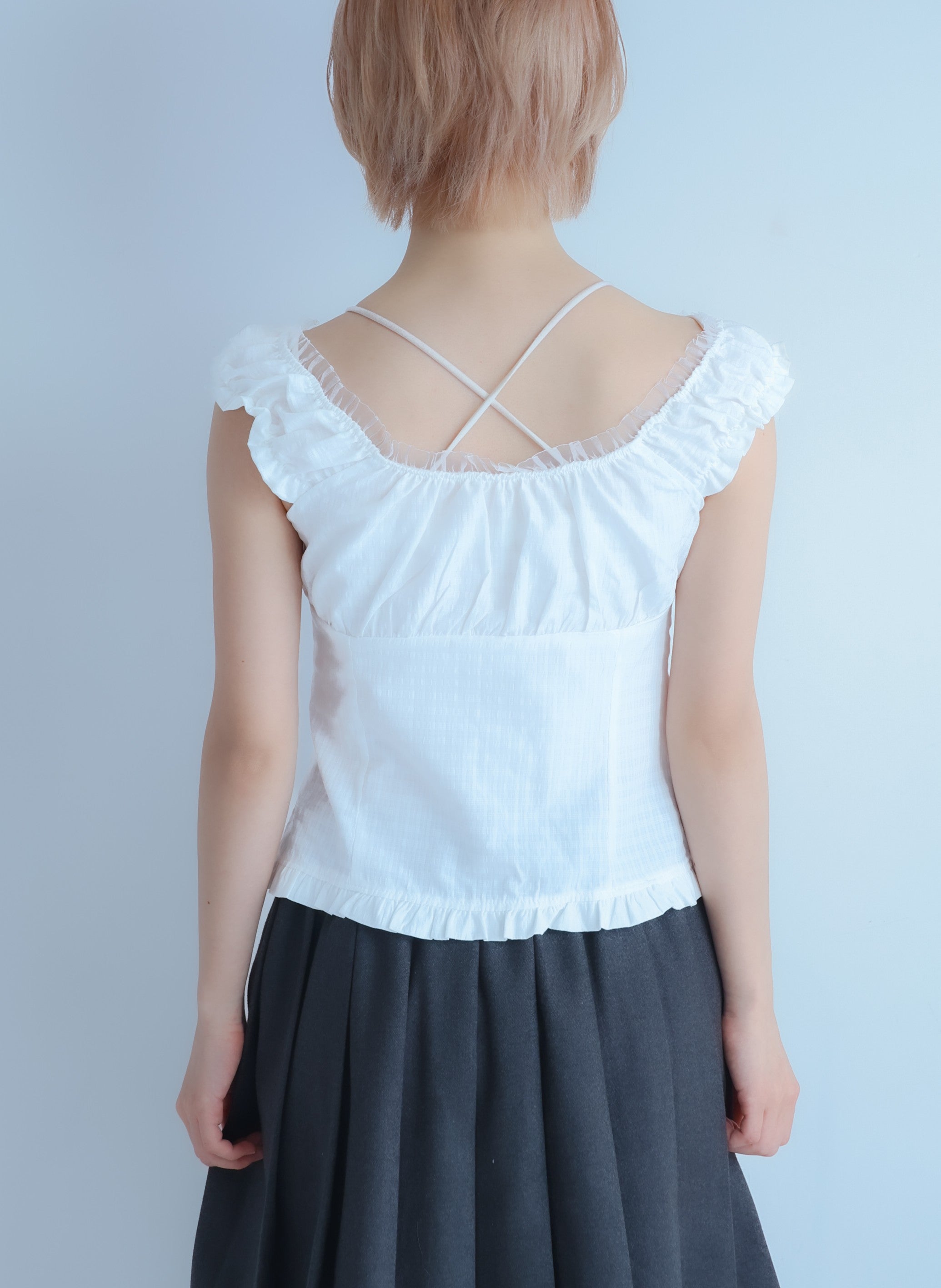 LMpatch frillblouse(white)