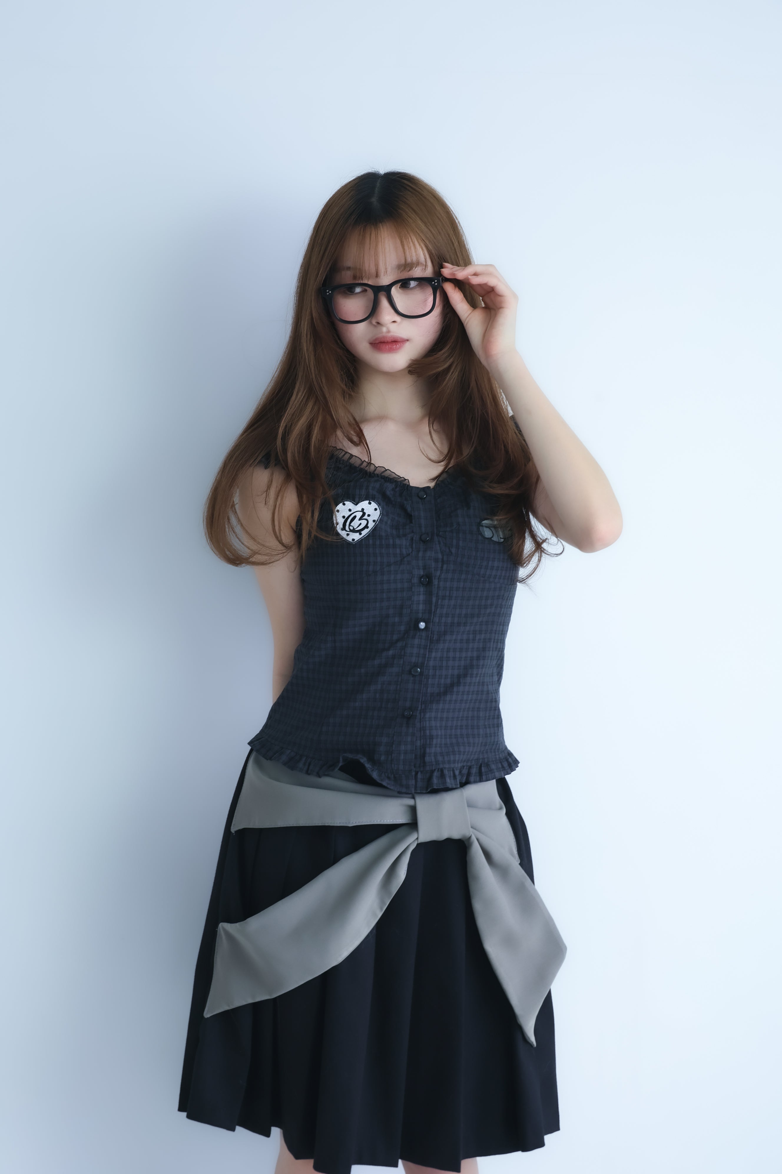 bigribbon skirt(black×grey)