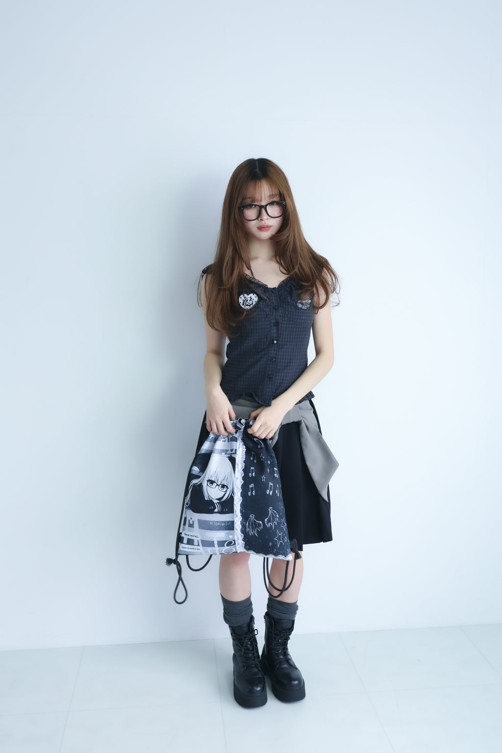 LMpatch frillblouse(black)