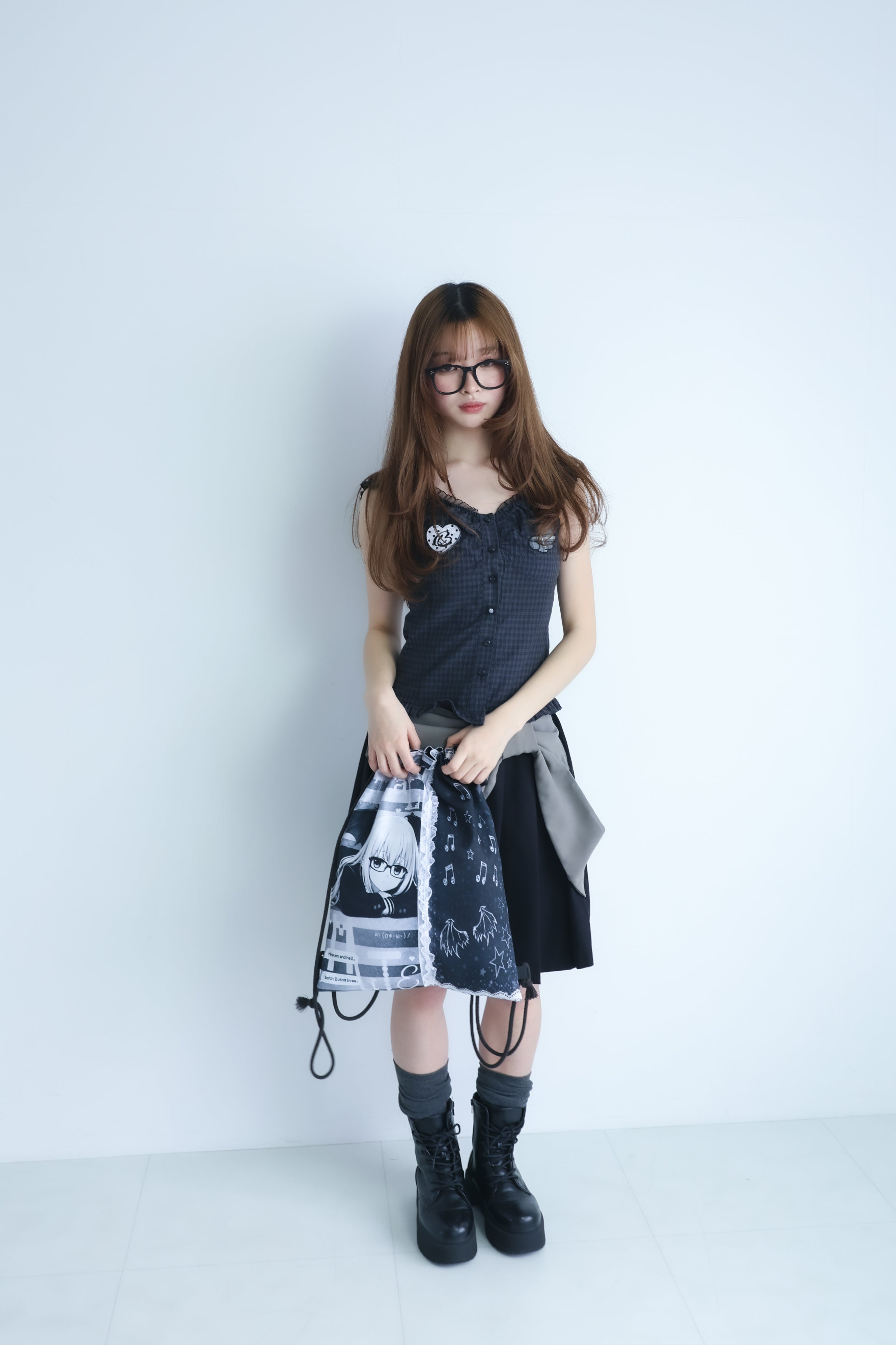 LMpatch frillblouse(black)
