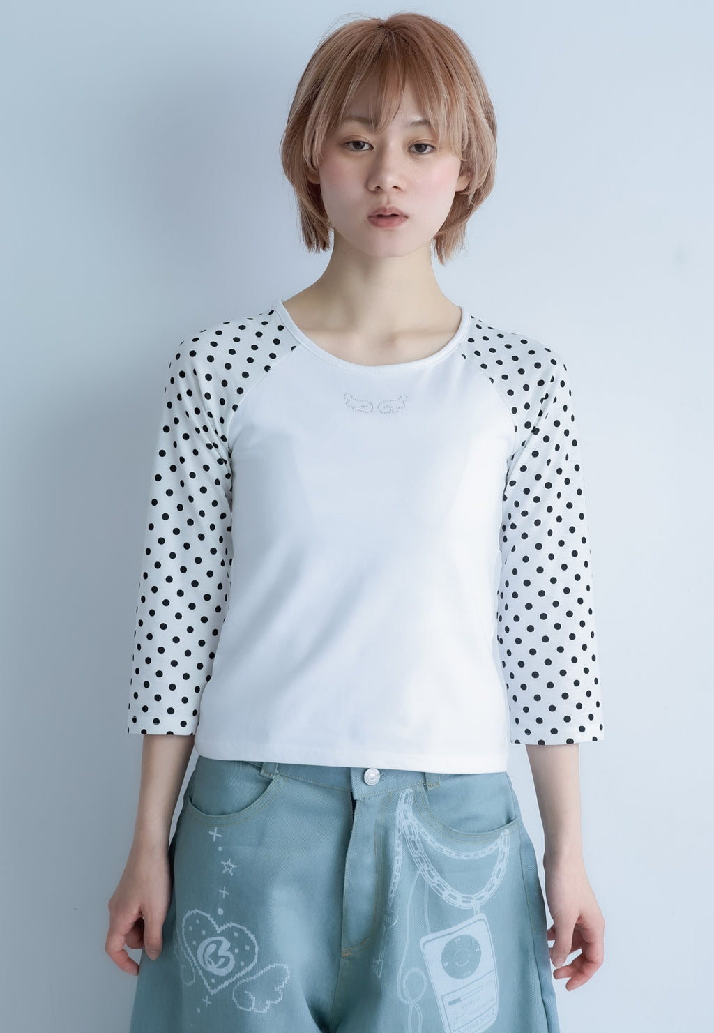 dotwing raglantops(white)
