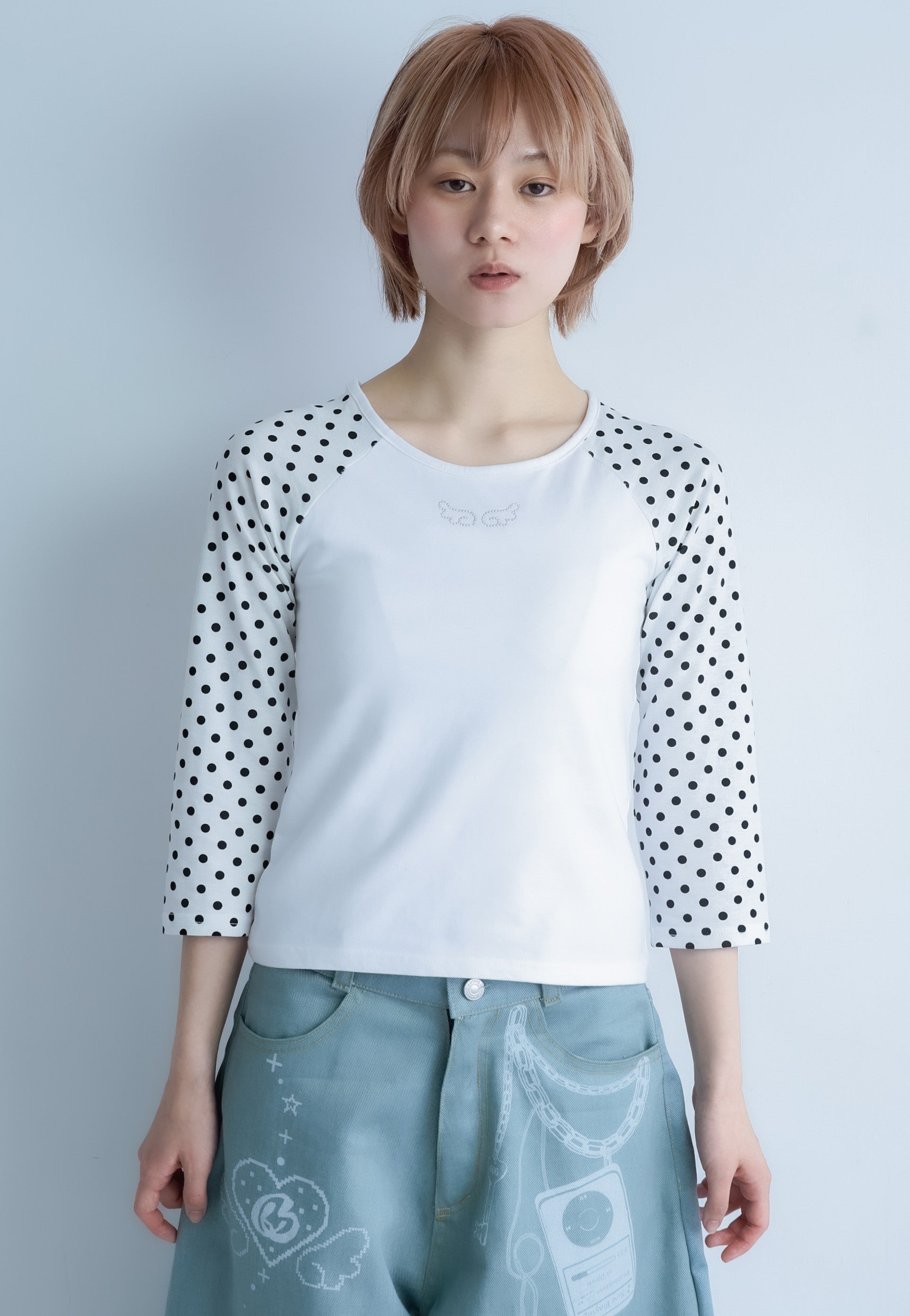 dotwing raglantops(white)