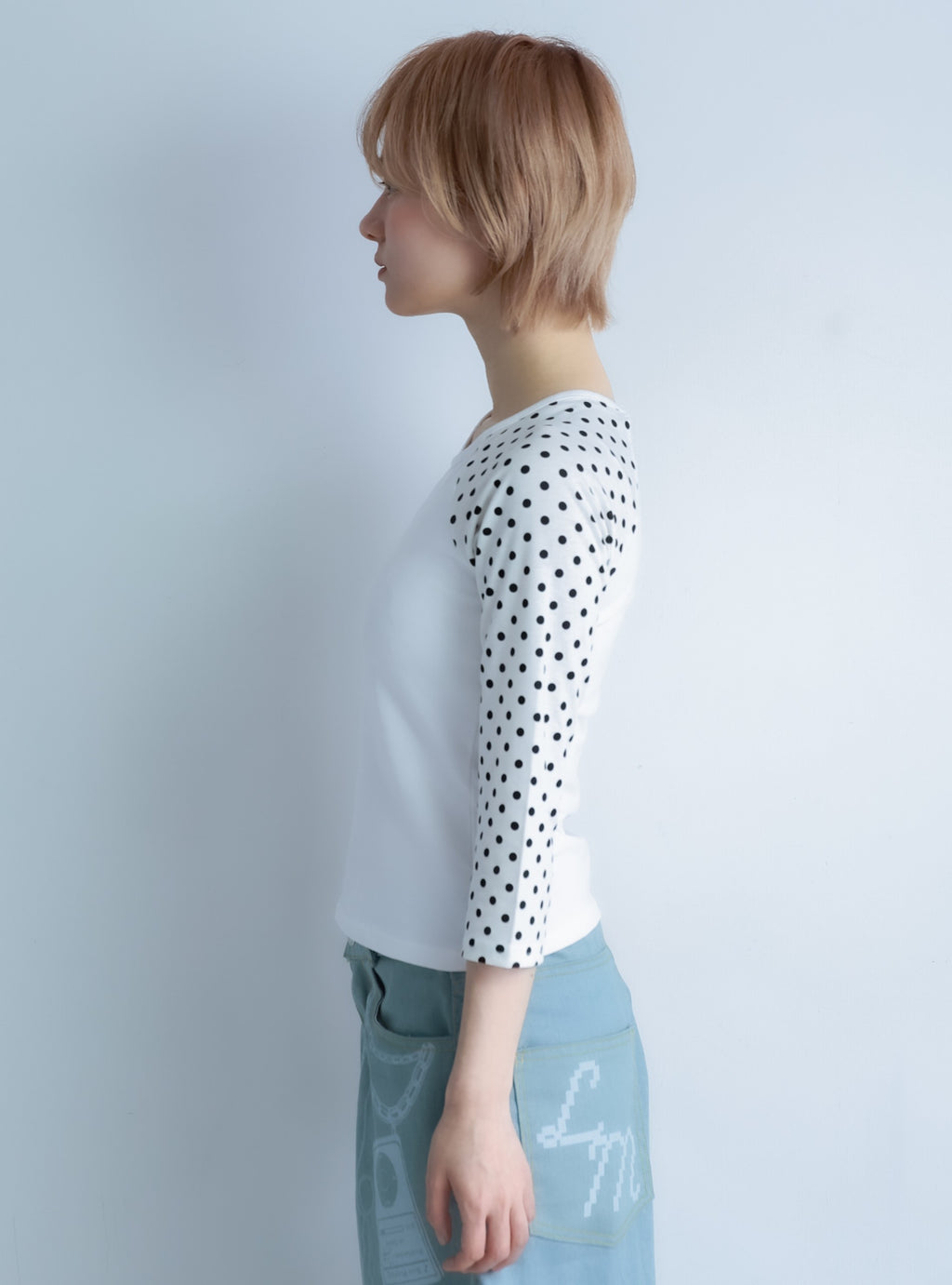 dotwing raglantops(white)