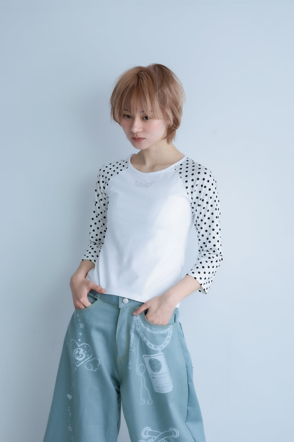 dotwing raglantops(white)