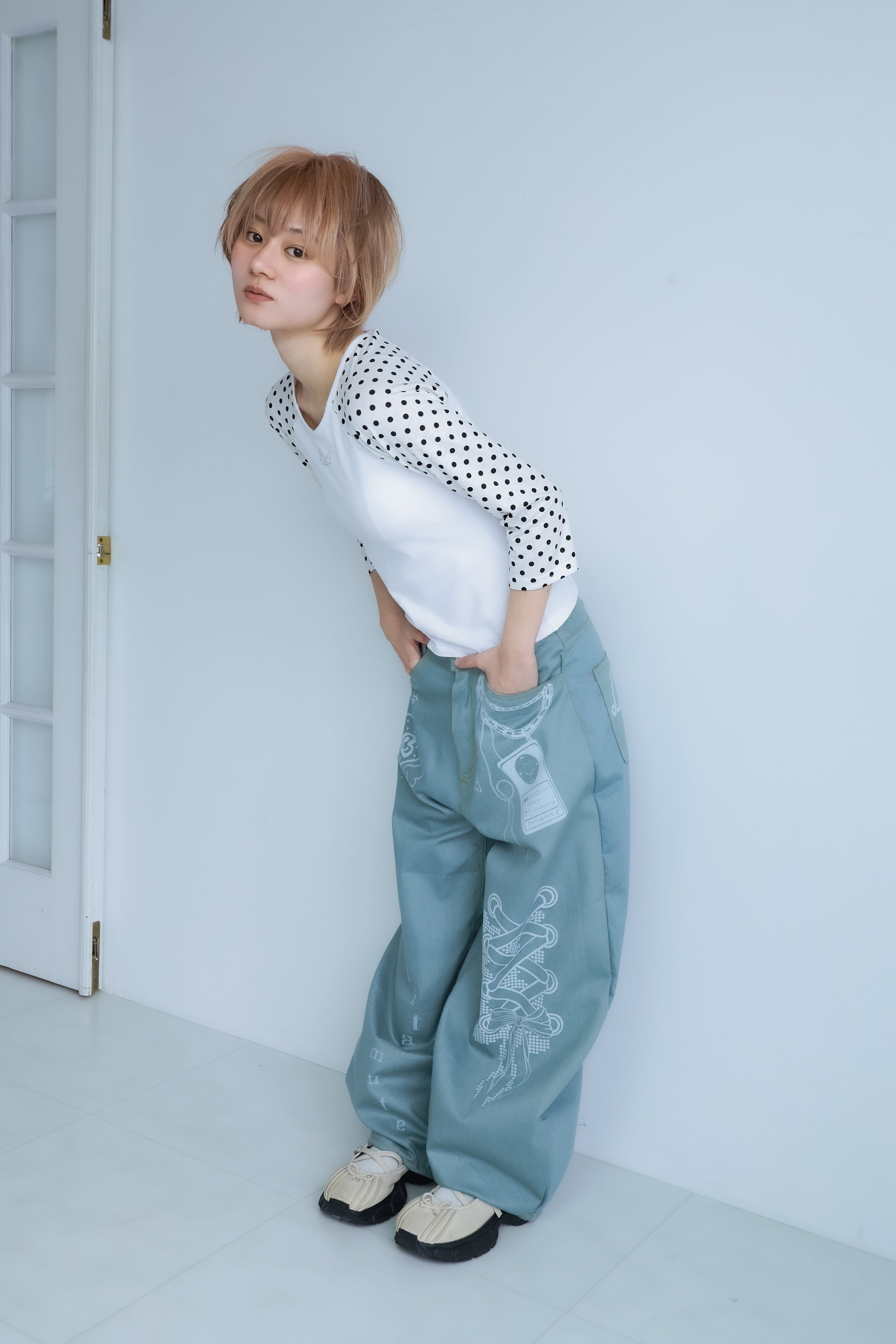 dotwing raglantops(white)
