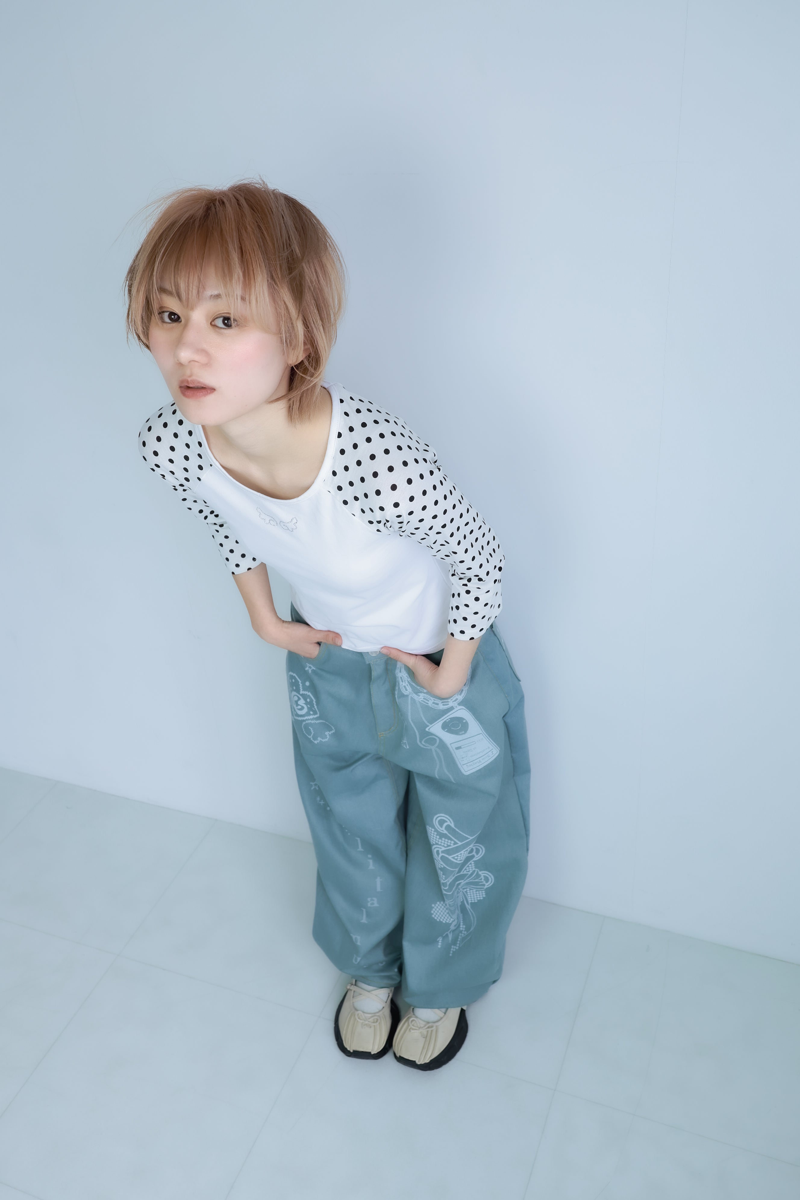 dotwing raglantops(white)