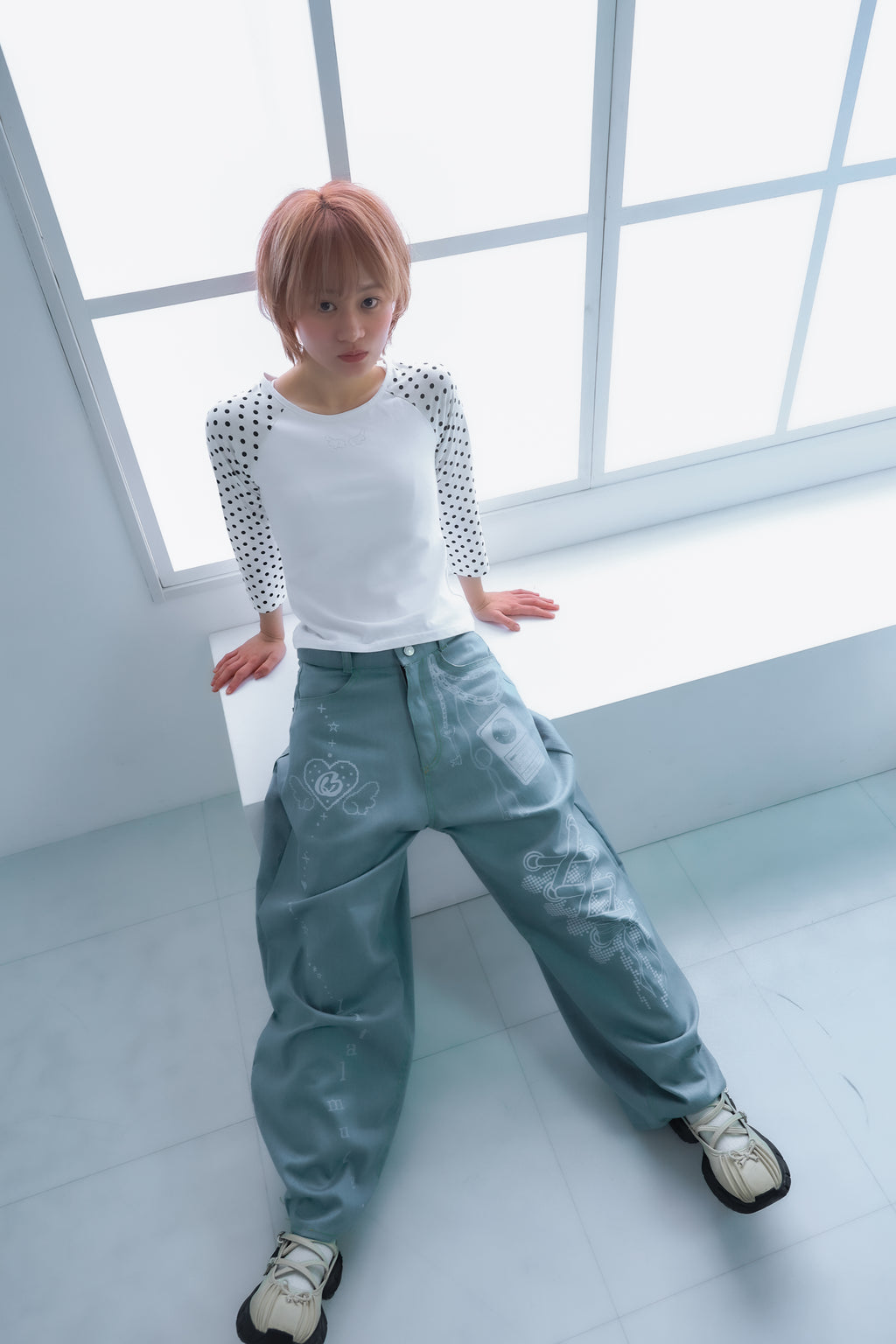 dotwing raglantops(white)