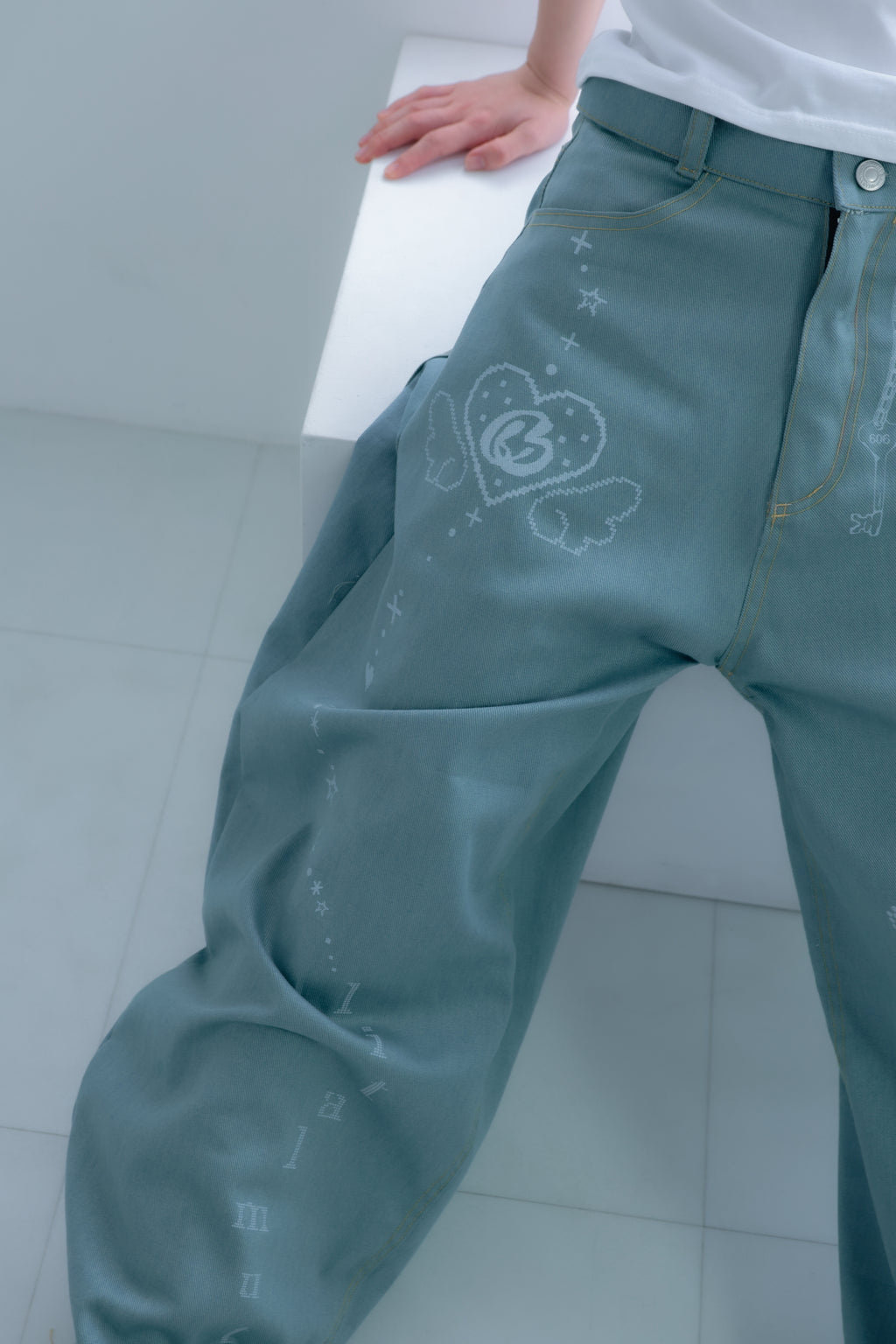 3Dpixel print denim(rightblue)