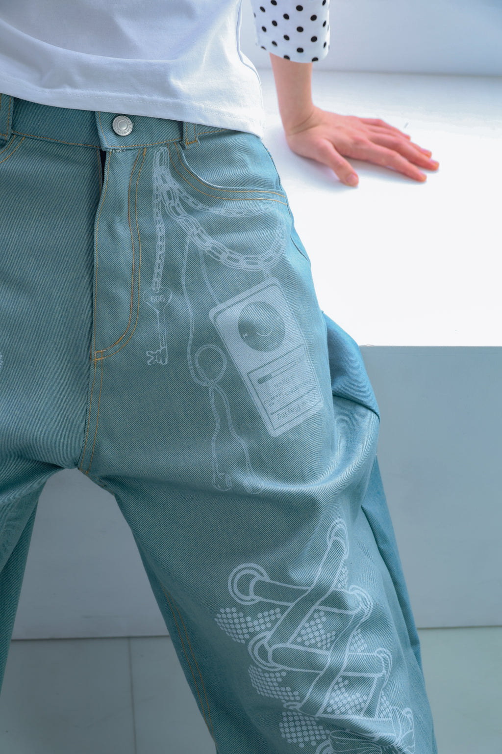 3Dpixel print denim(rightblue)