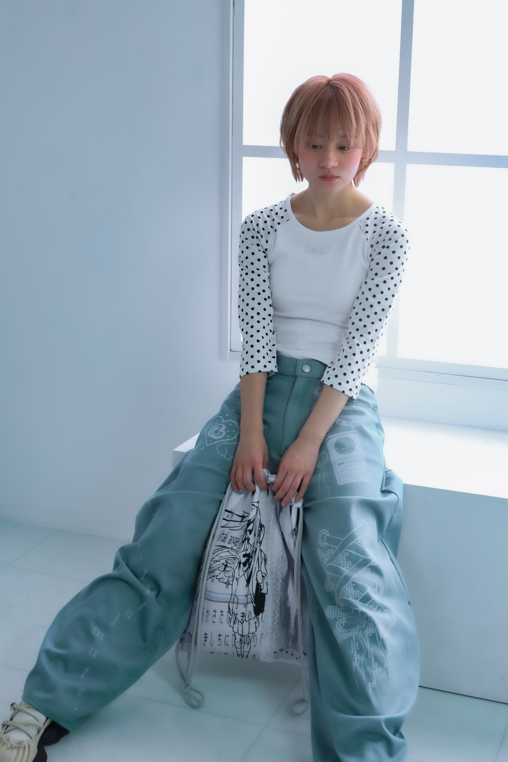 dotwing raglantops(white)