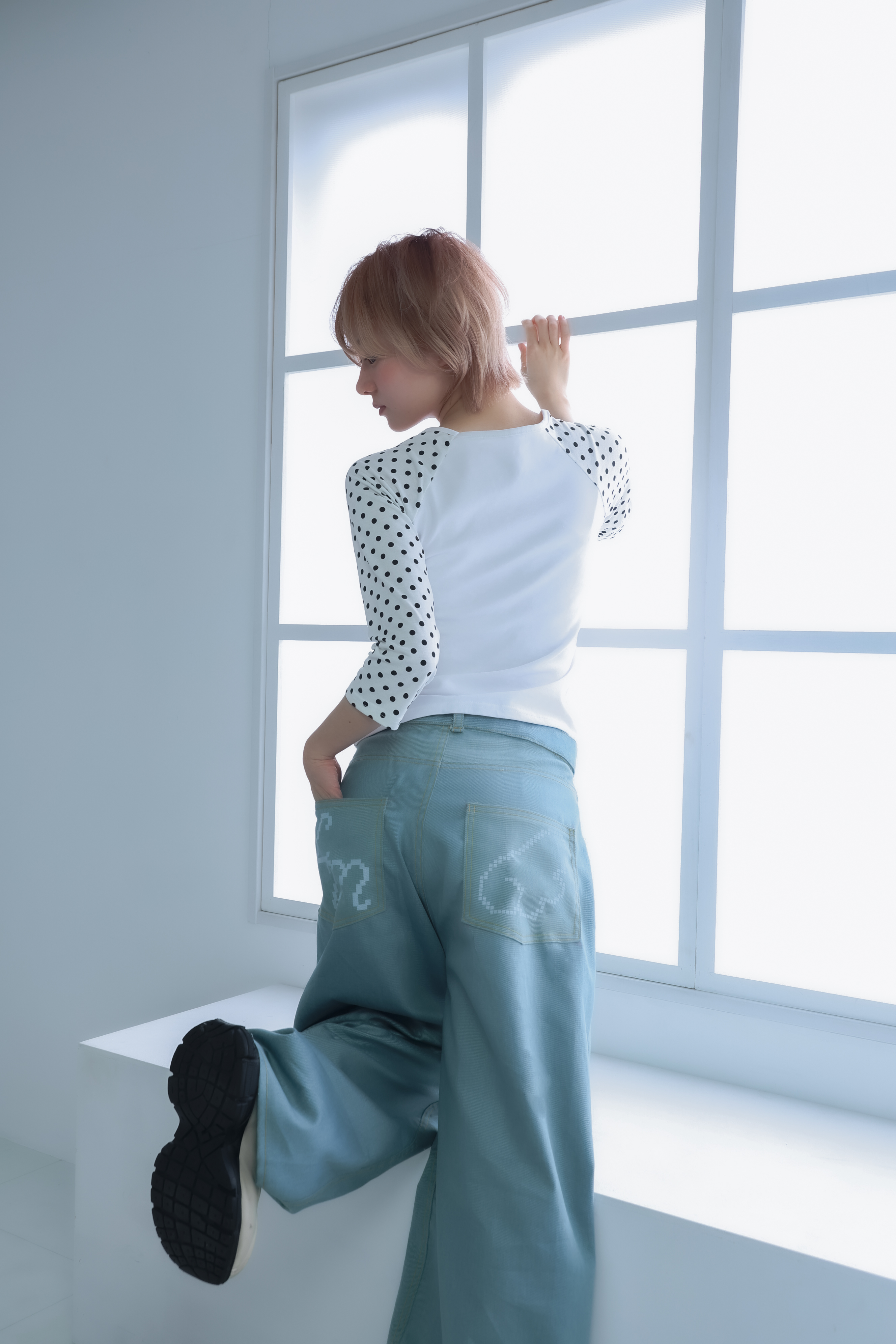 3Dpixel print denim(rightblue)