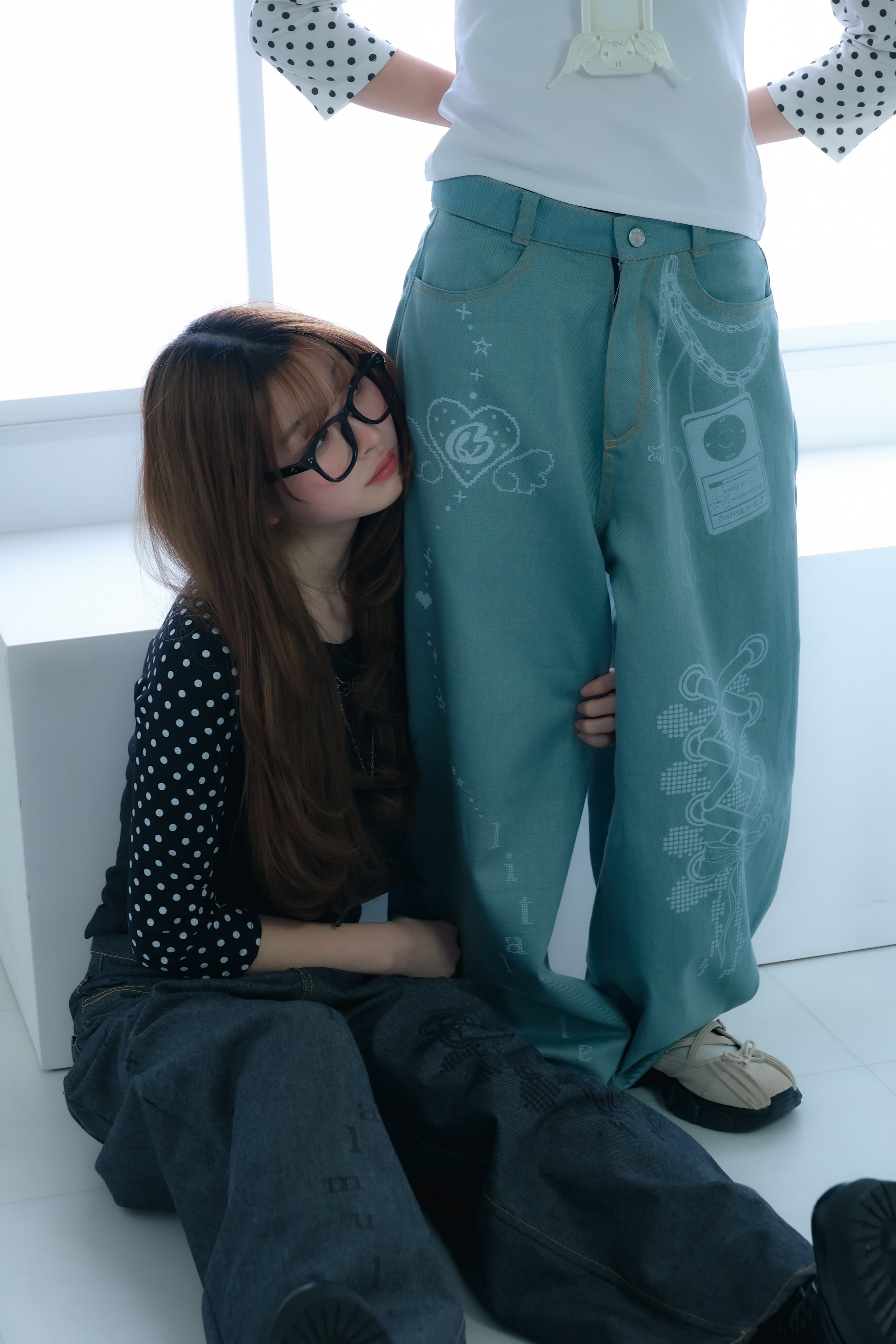 3Dpixel print denim(rightblue)
