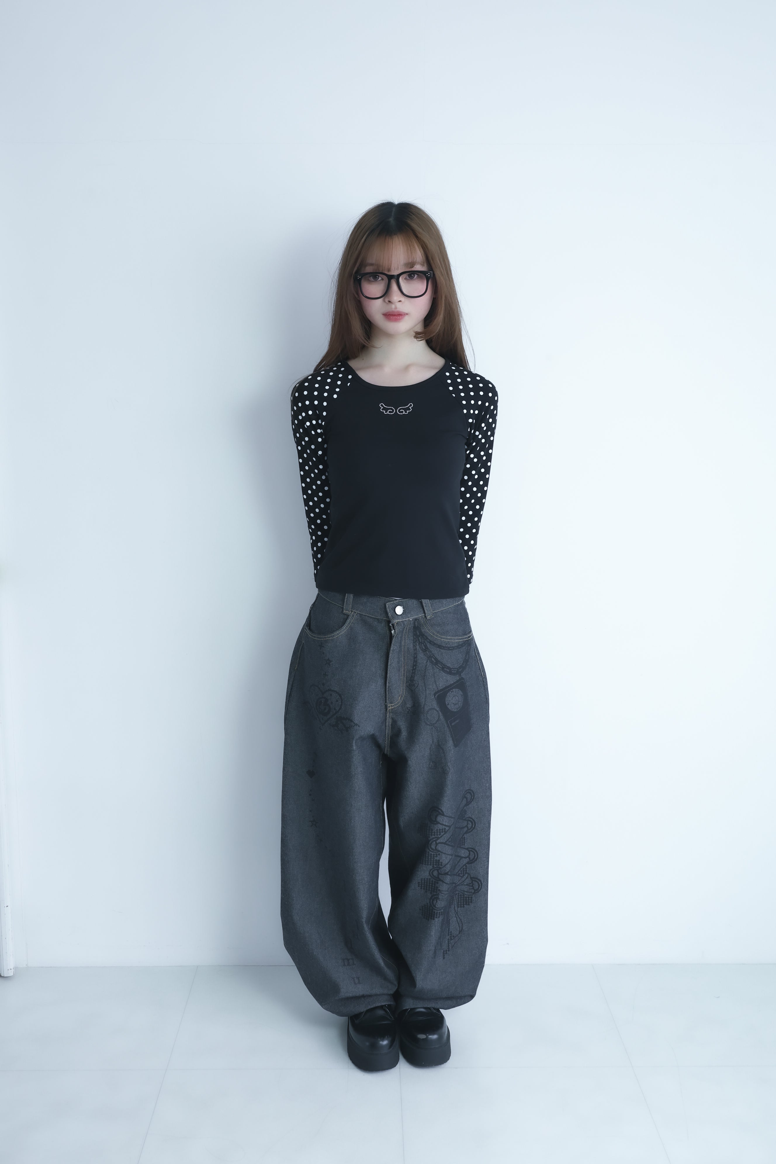 3Dpixel print denim(black)