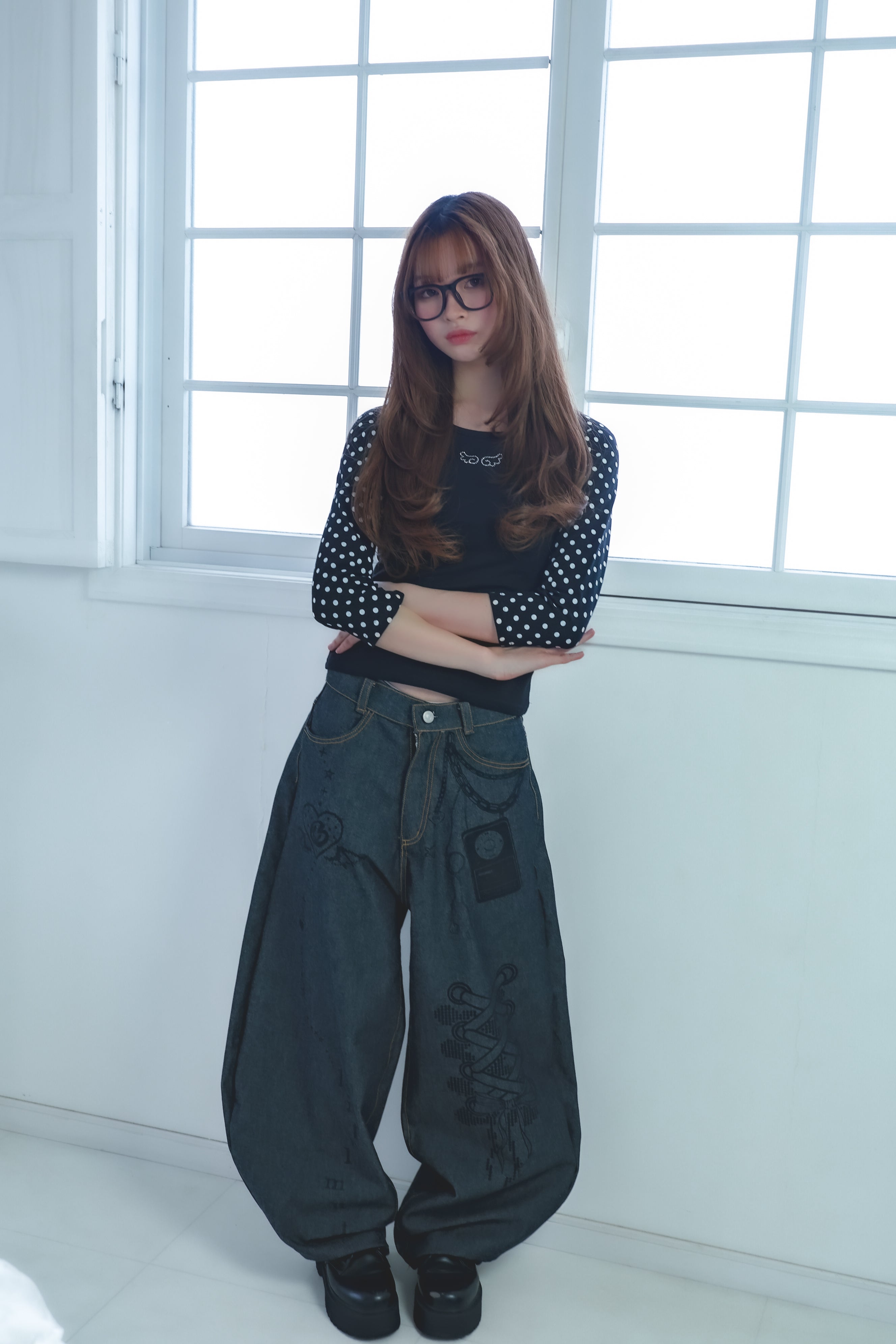 3Dpixel print denim(black)