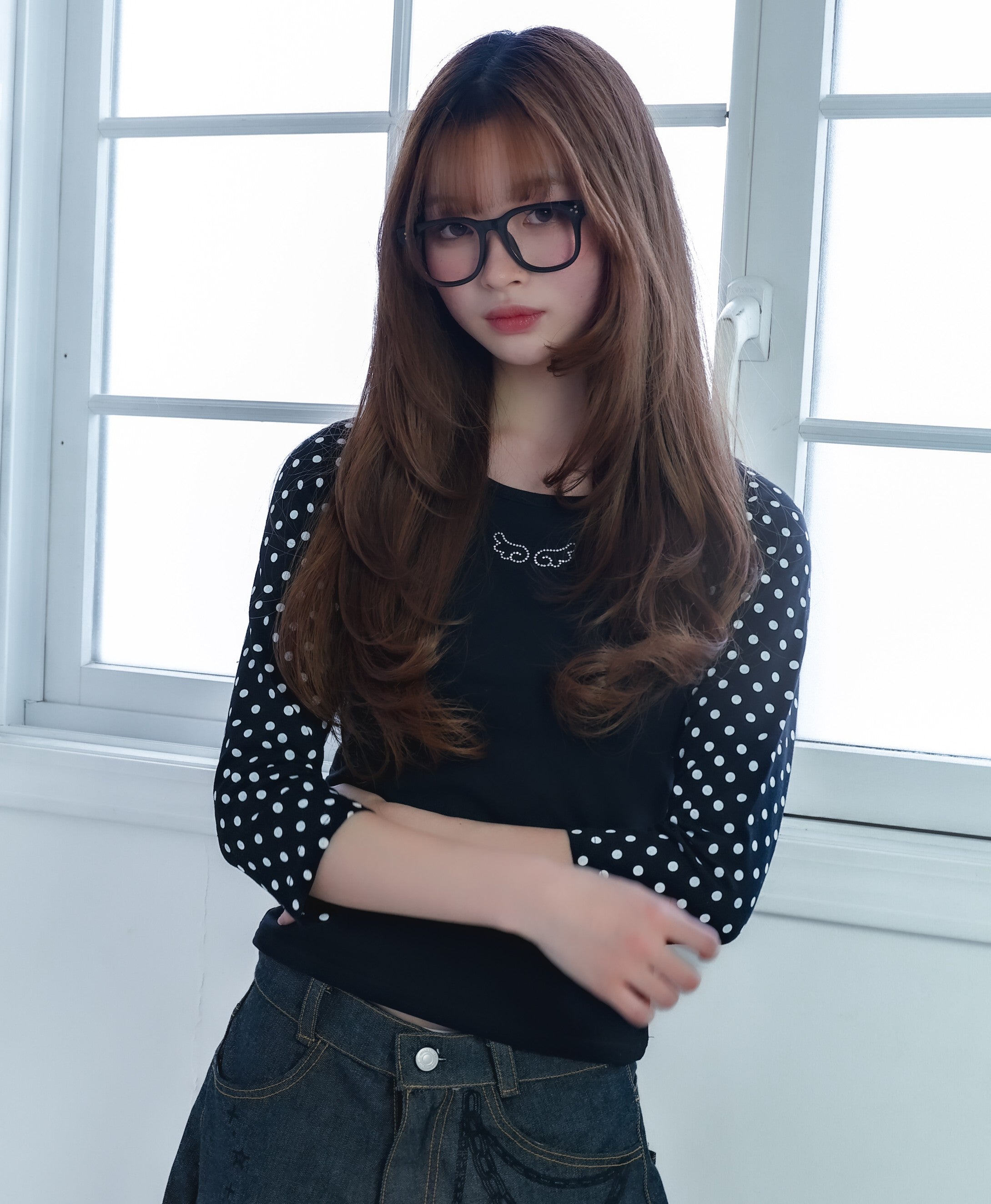 dotwing raglantops(black)