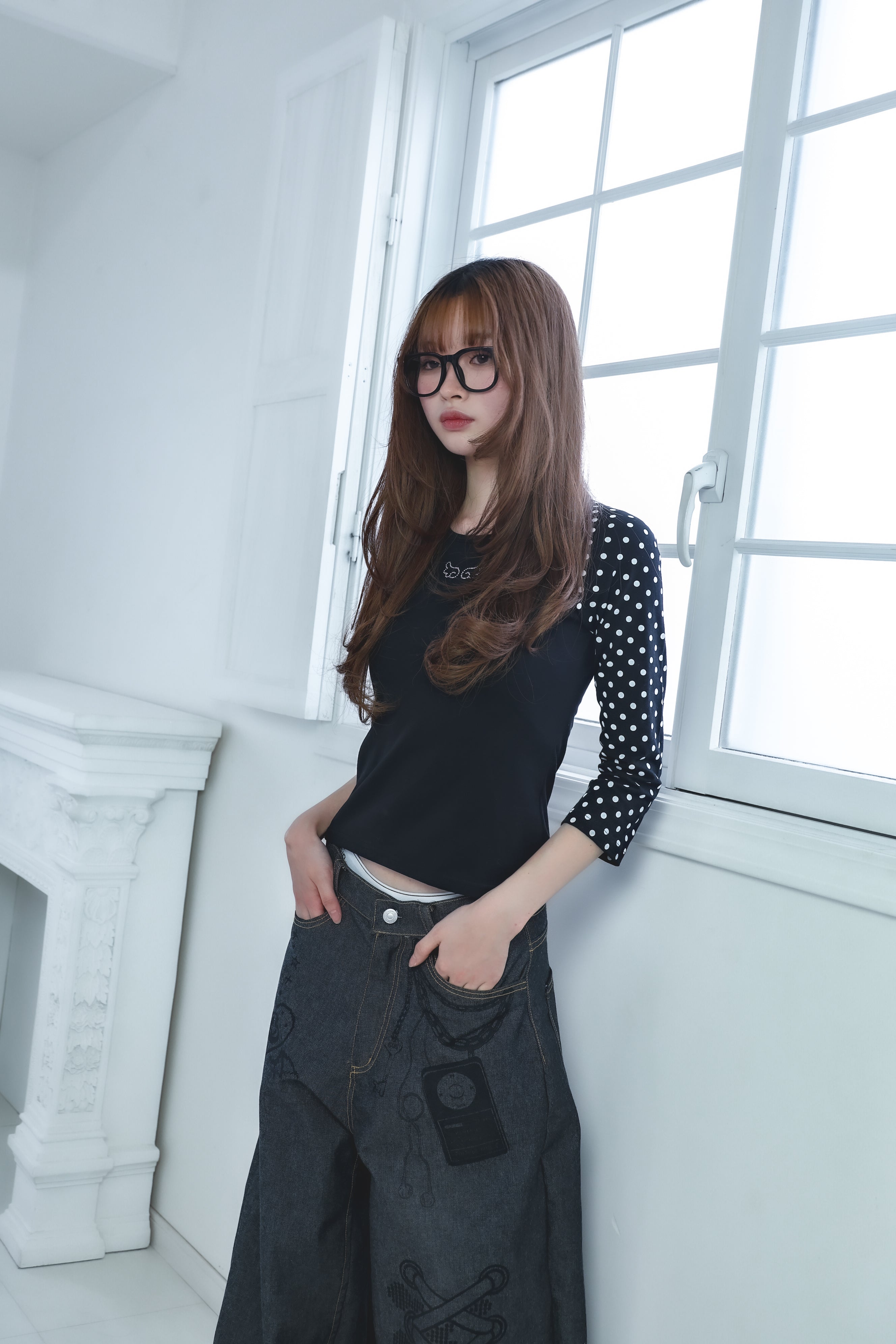 dotwing raglantops(black)