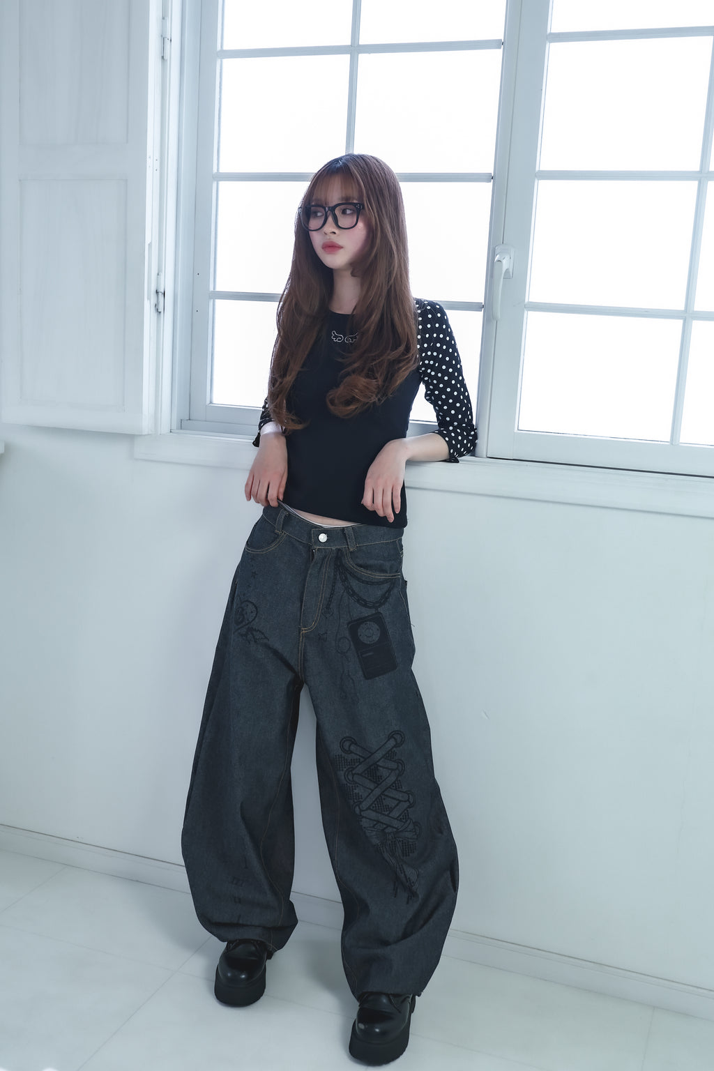 3Dpixel print denim(black)