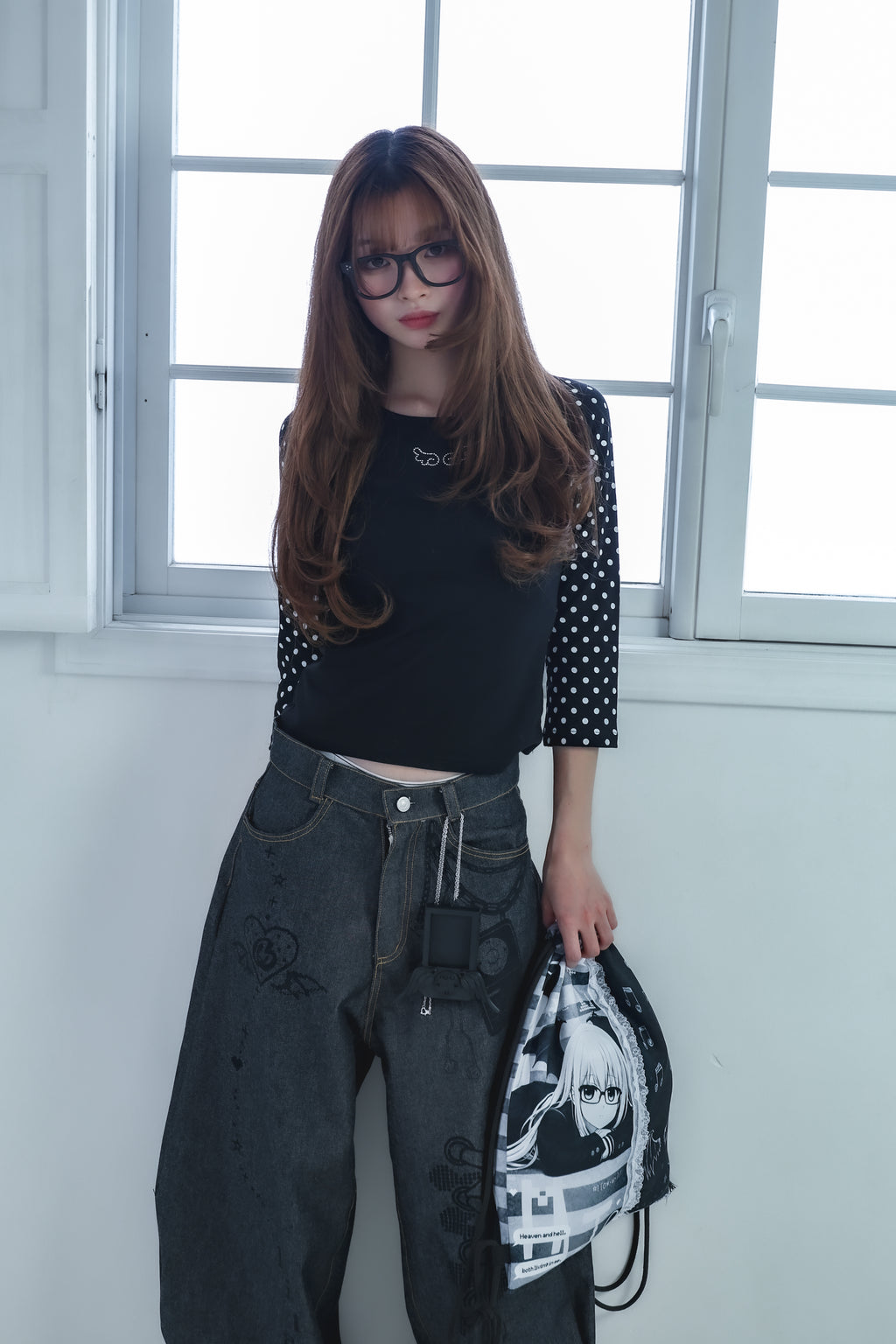 dotwing raglantops(black)