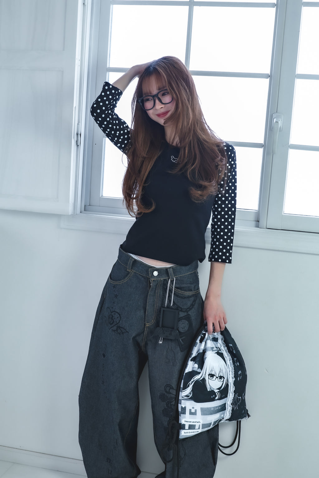 dotwing raglantops(black)