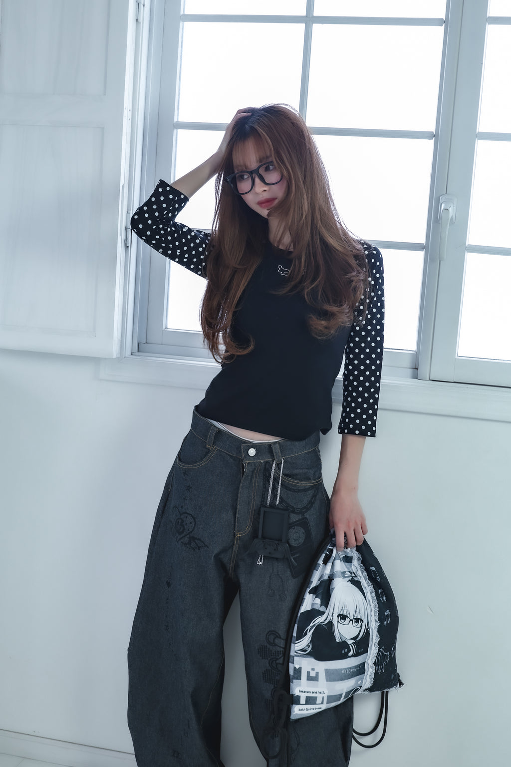 dotwing raglantops(black)