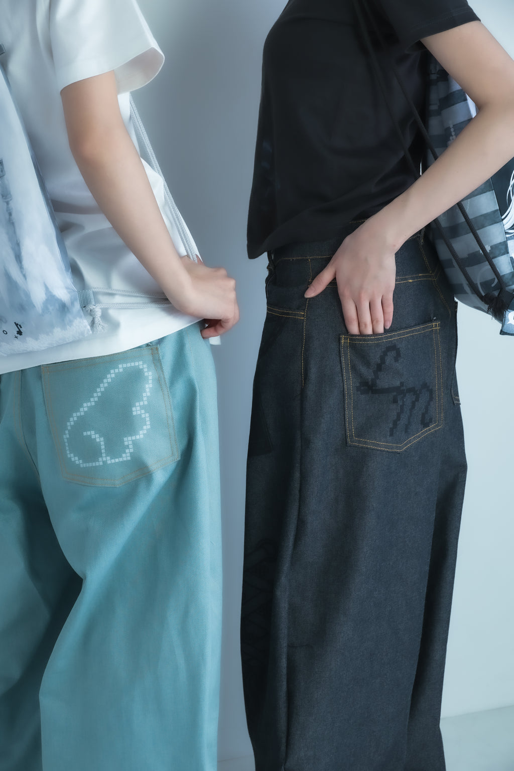 3Dpixel print denim(rightblue)