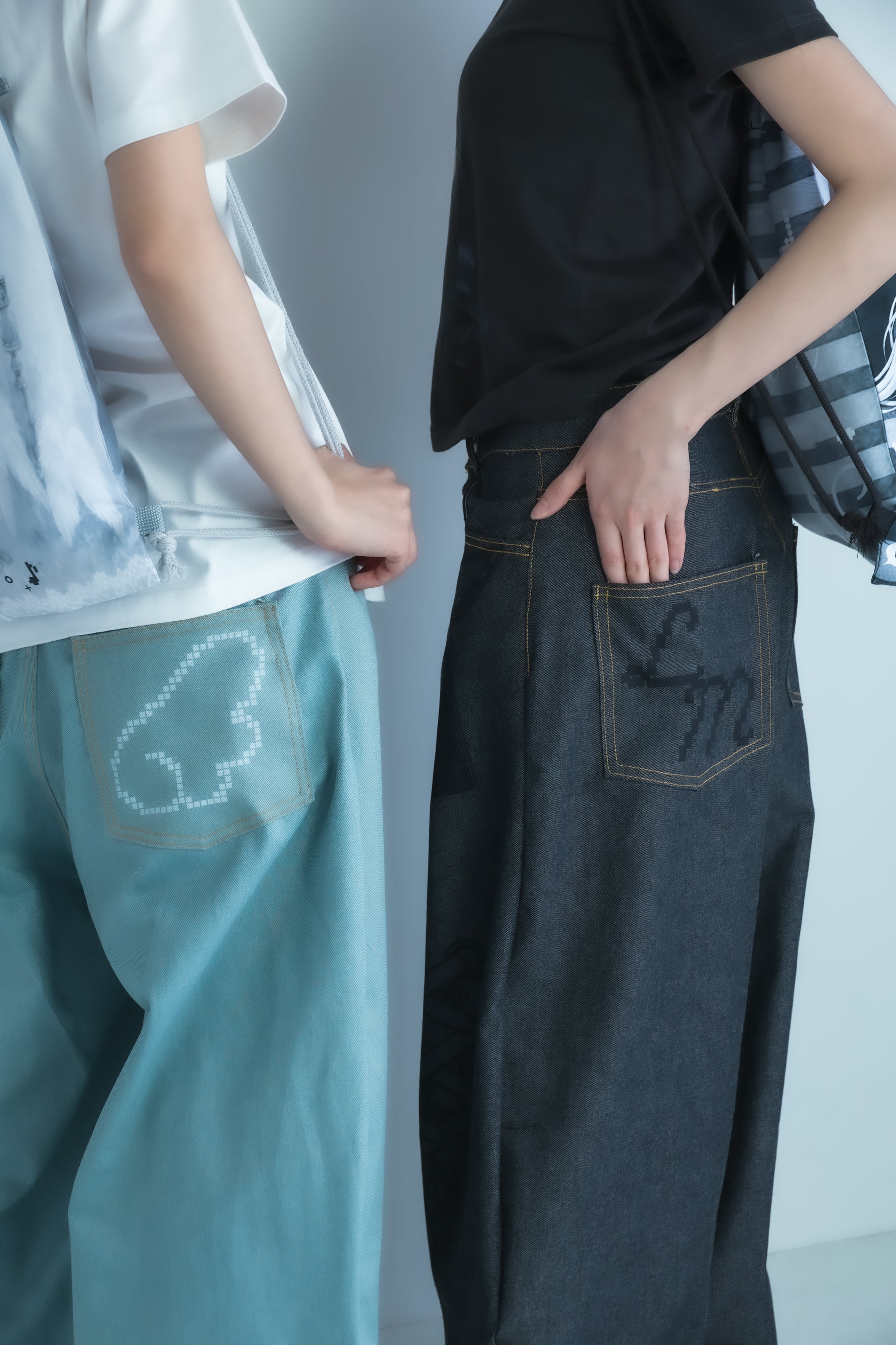 3Dpixel print denim(rightblue)