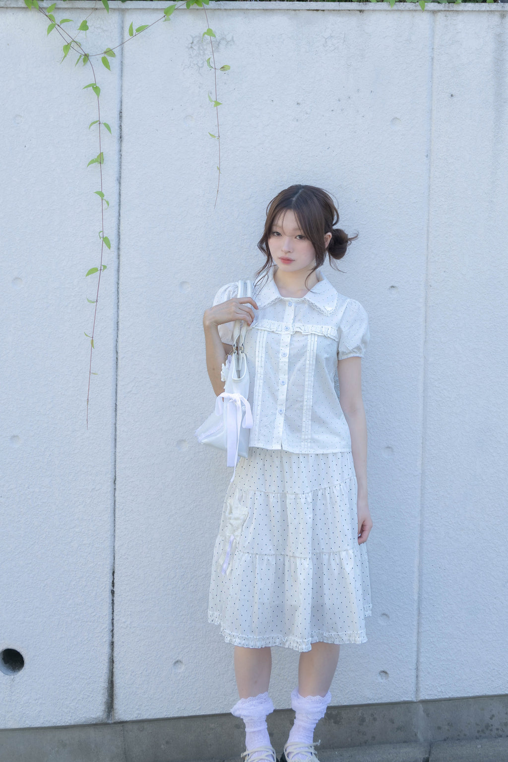 rosette pocket skirt(white)