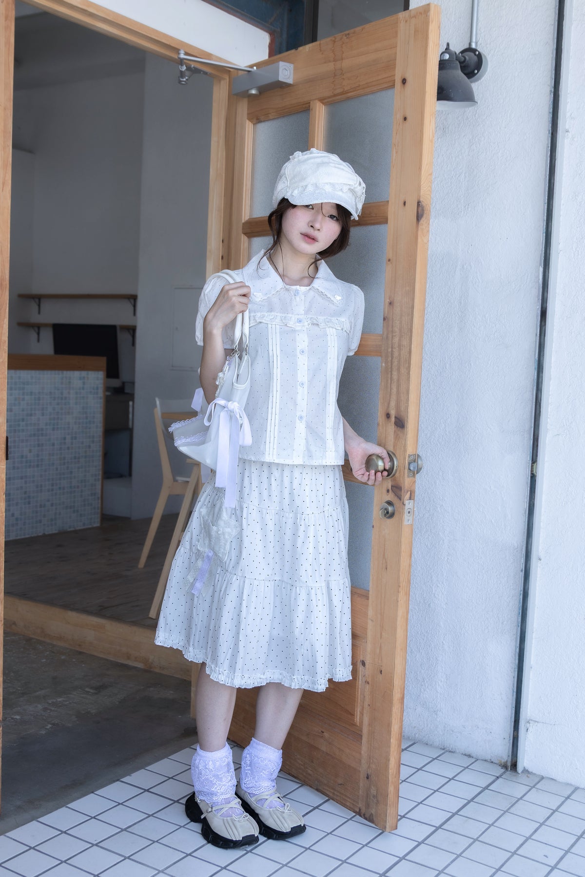 rosette pocket skirt(white)
