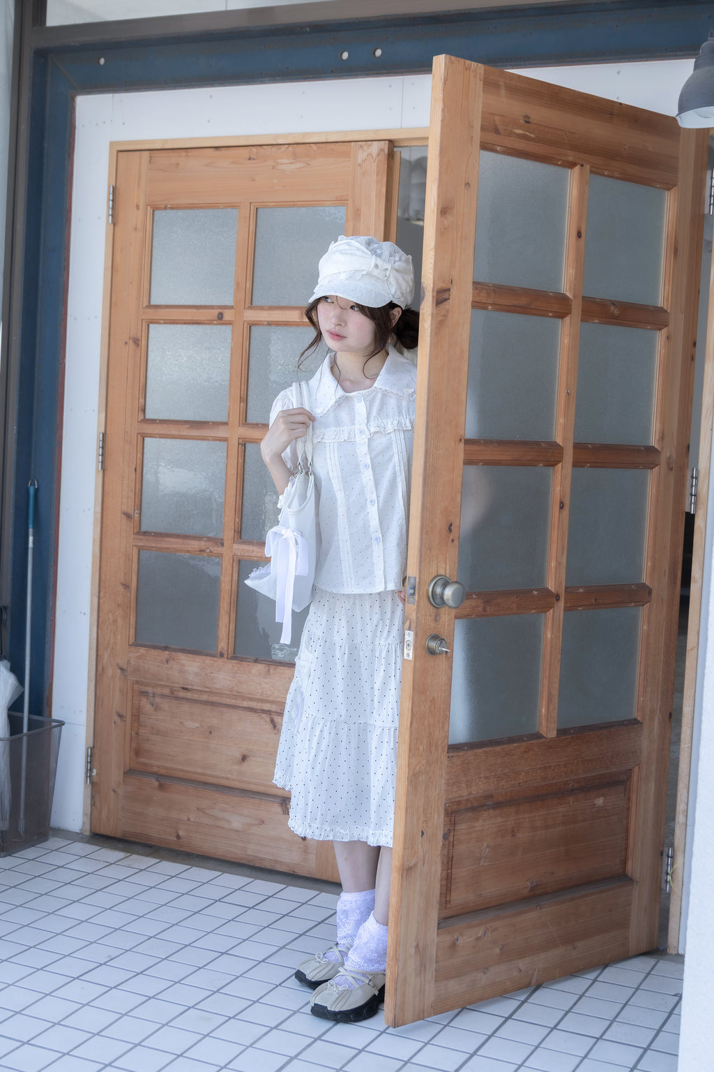 rosette pocket skirt(white)