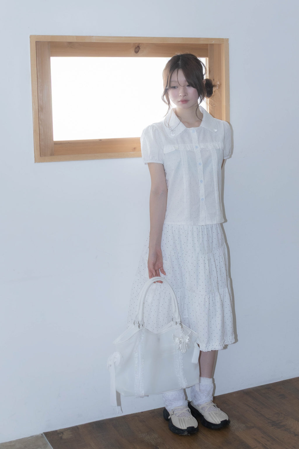 rosette pocket skirt(white)