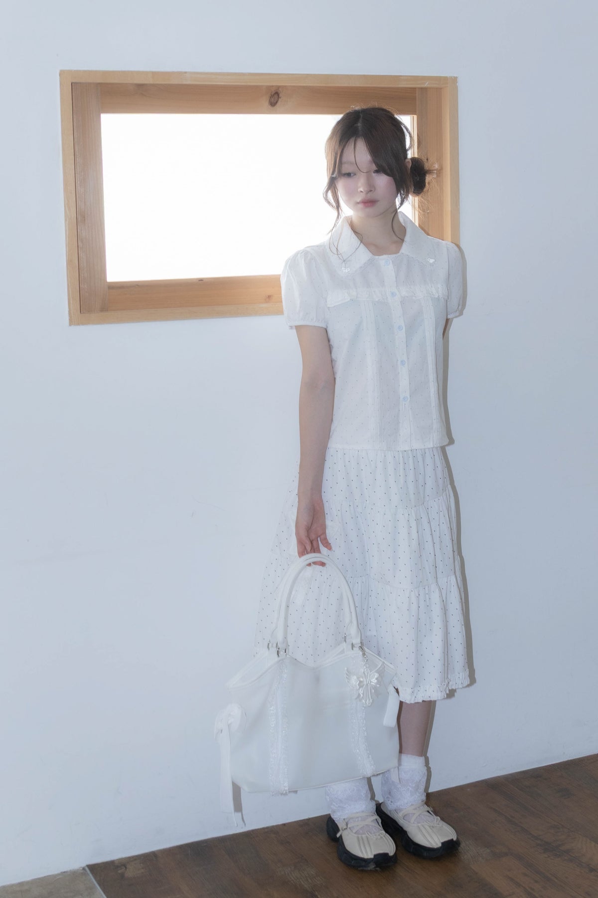 rosette pocket skirt(white)