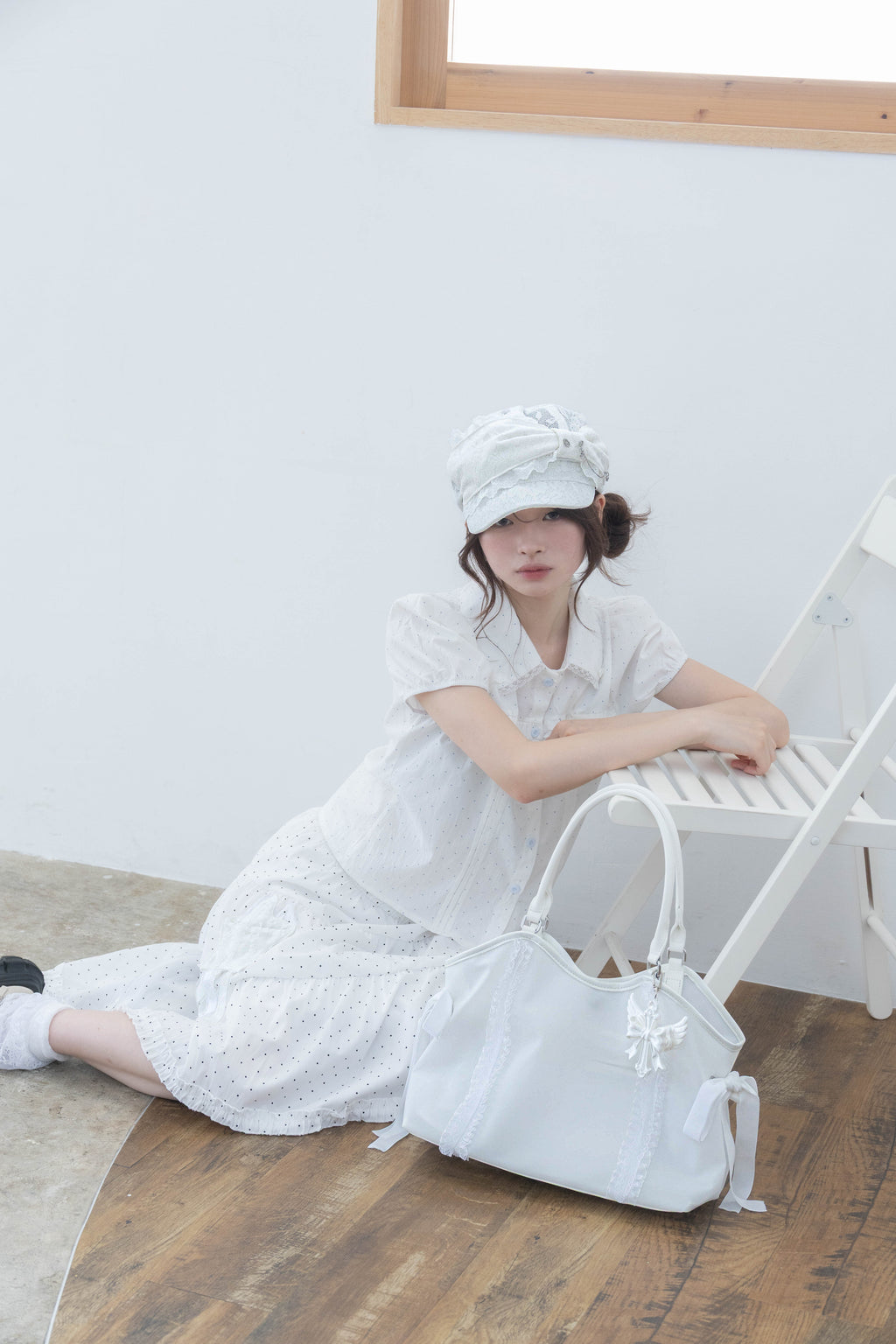 rosette pocket skirt(white)