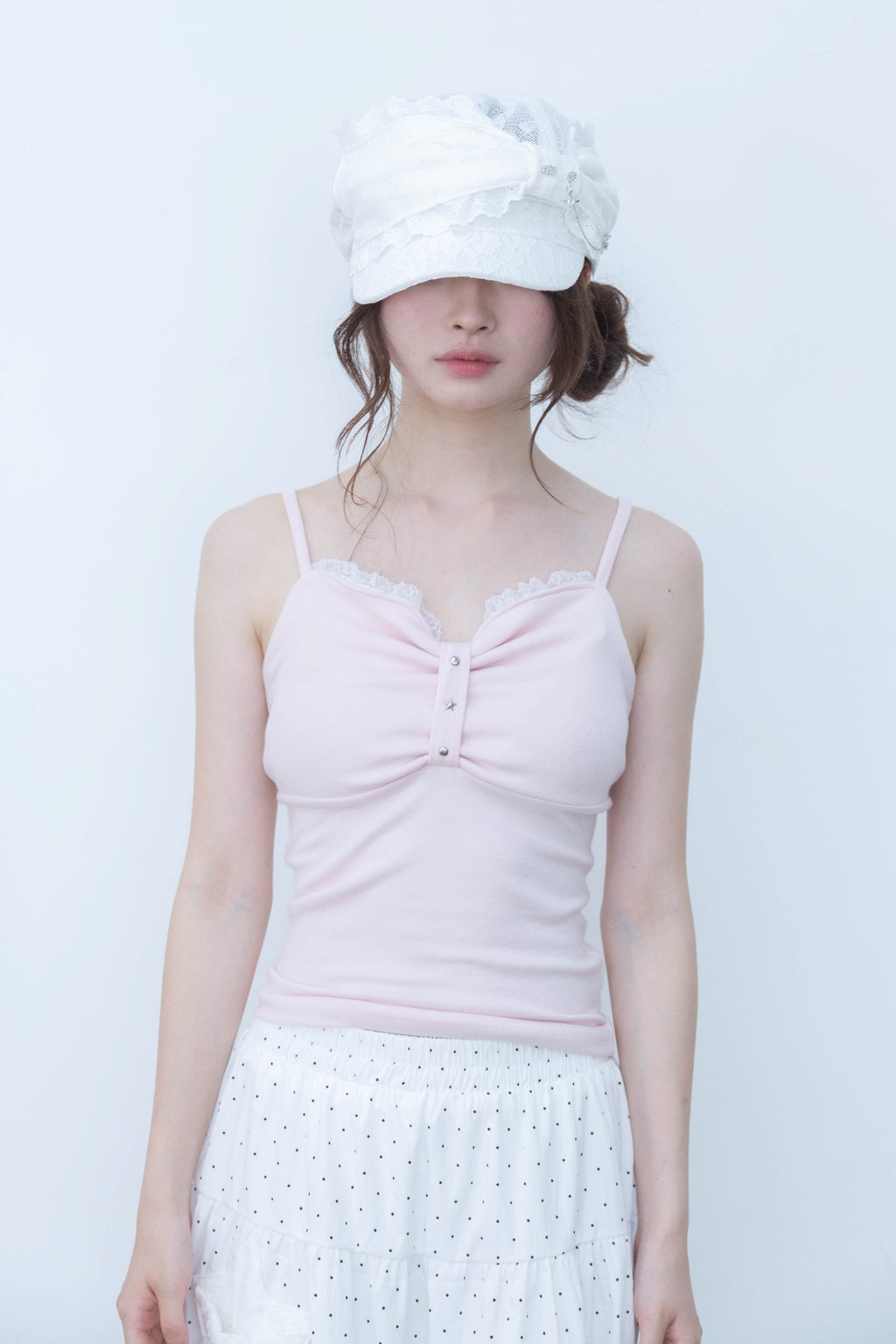 studs ribbon camisole(pink)
