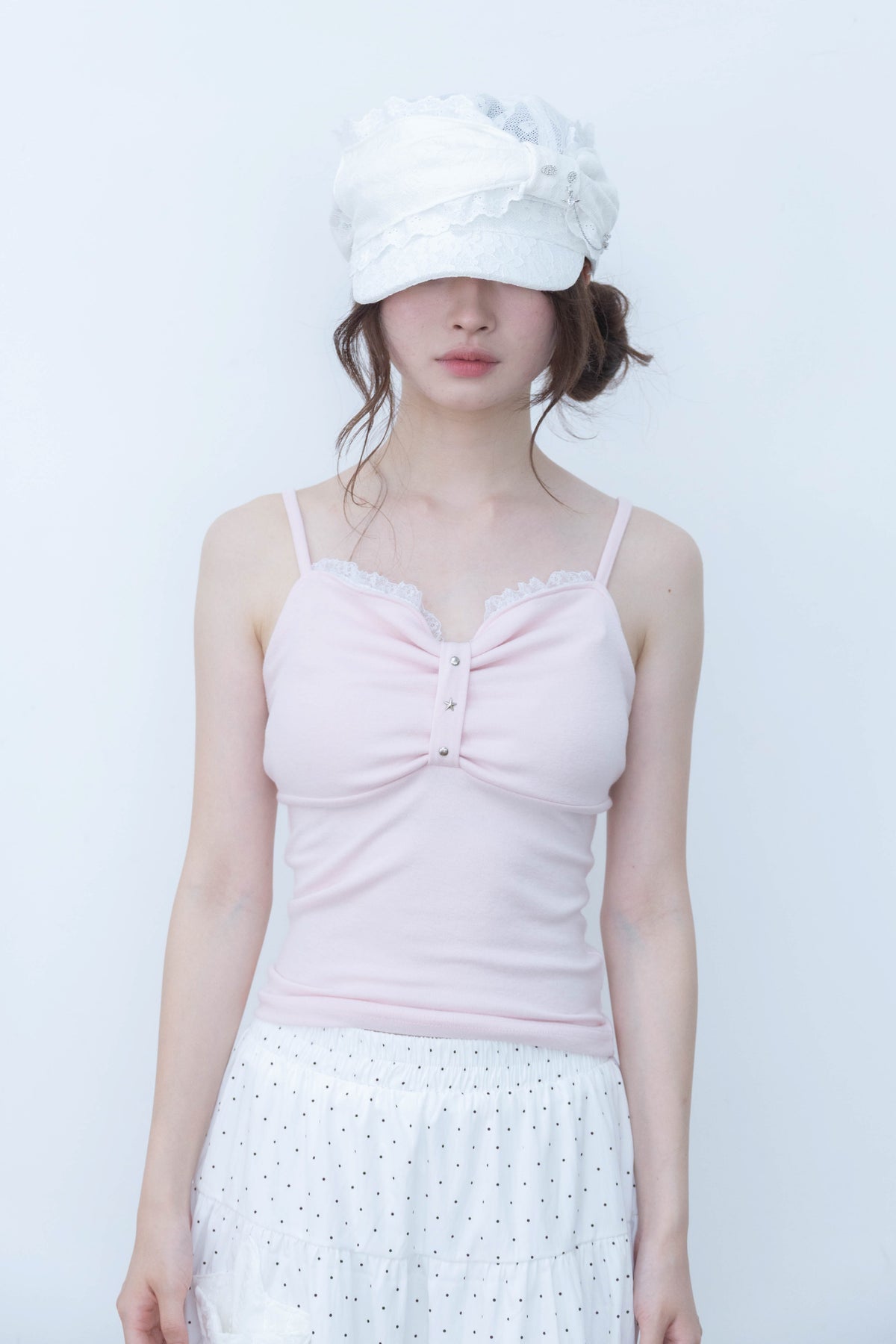 studs ribbon camisole(pink)