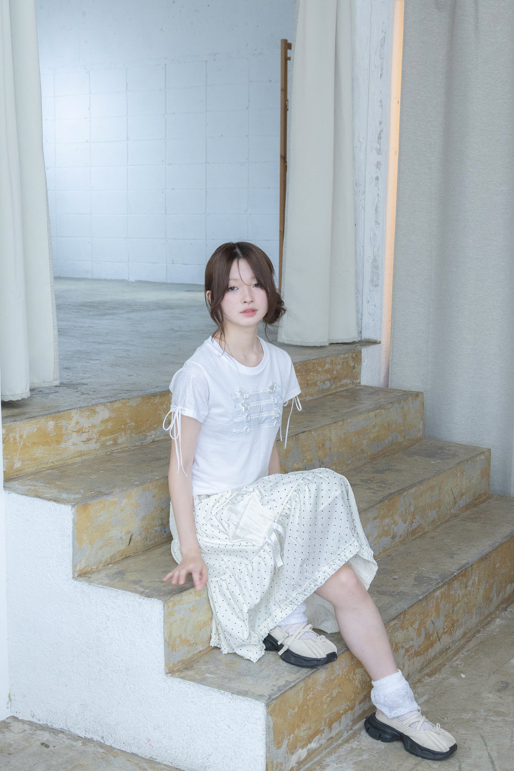 rosette pocket skirt(cream)