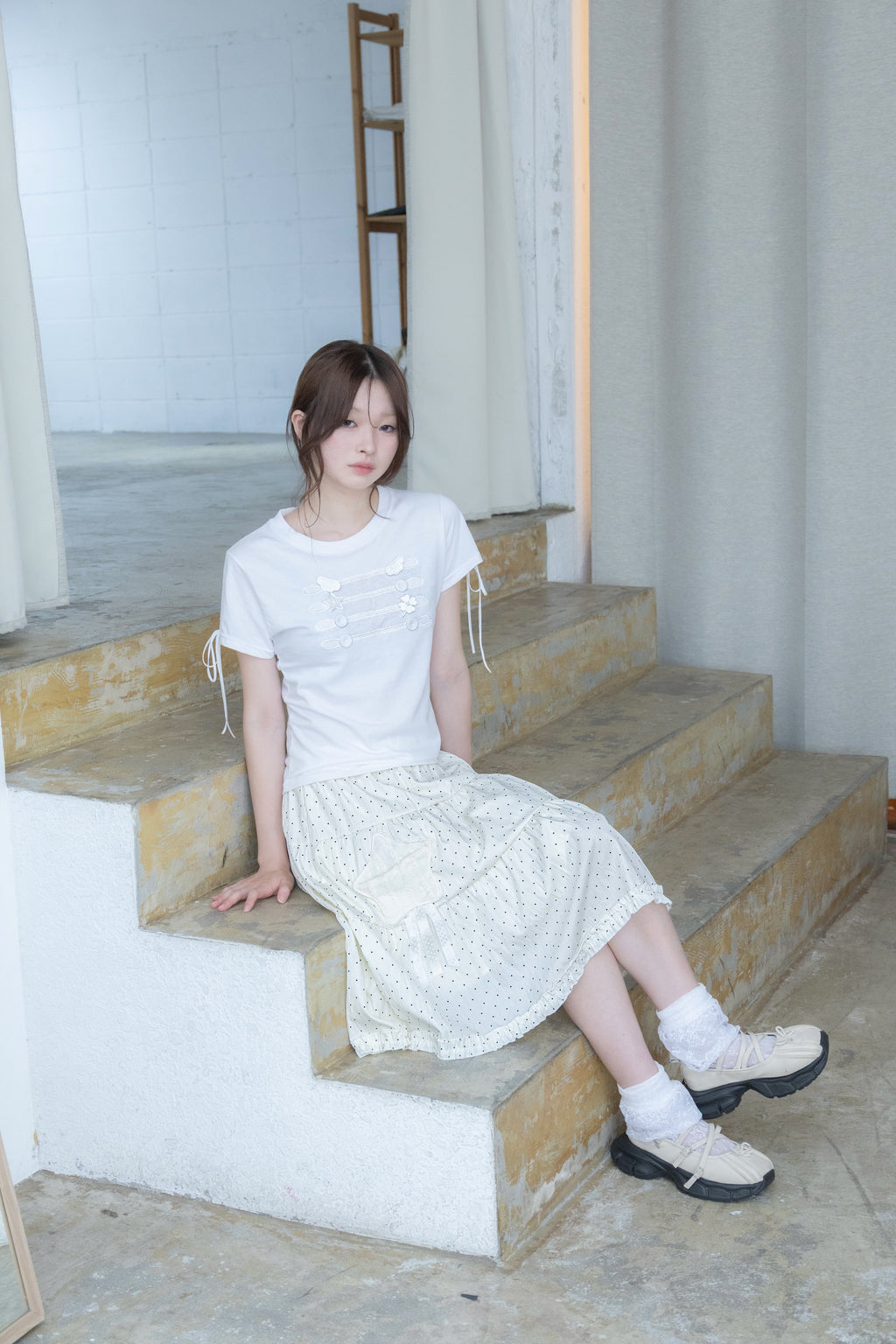 rosette pocket skirt(cream)